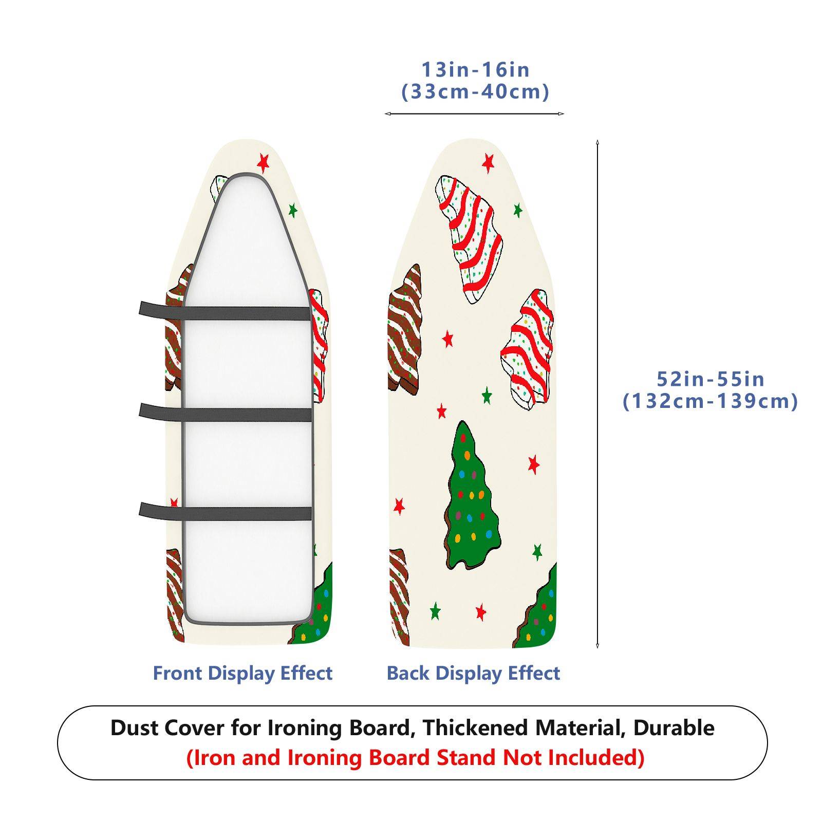 1-Piece Christmas Tree Star Bell  Ironing Board Cover, Universal Size, Without Board