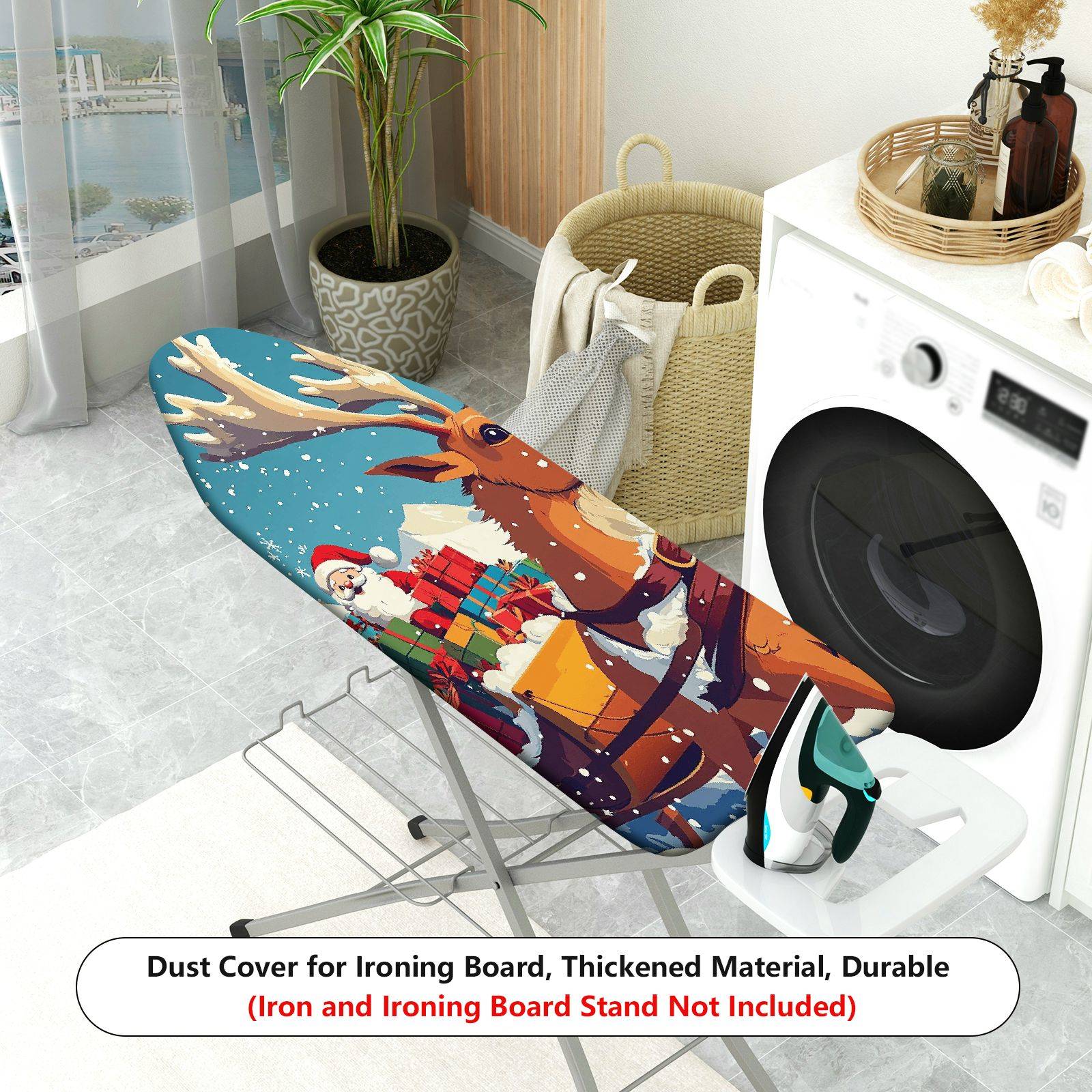1-Piece Santa Reindeer Snow  Ironing Board Cover, Universal Size, Without Board