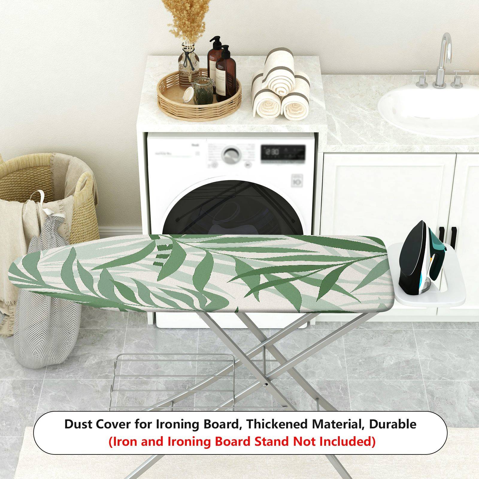 1-Piece Green Leaf Tropical Forest Nature  Ironing Board Cover, Universal Size, Without Board