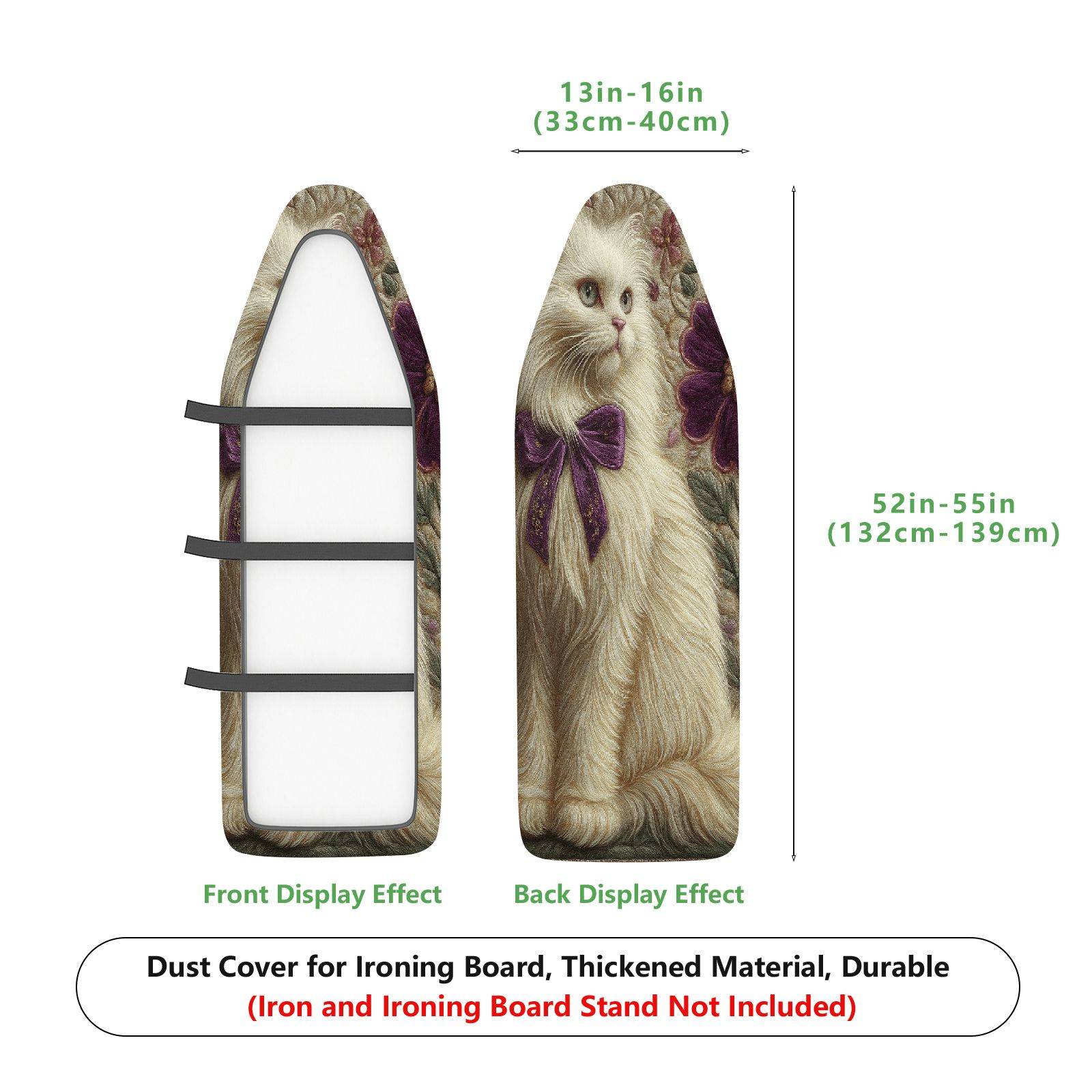 1-Piece Cat Floral Bow  Ironing Board Cover, Universal Size, Without Board