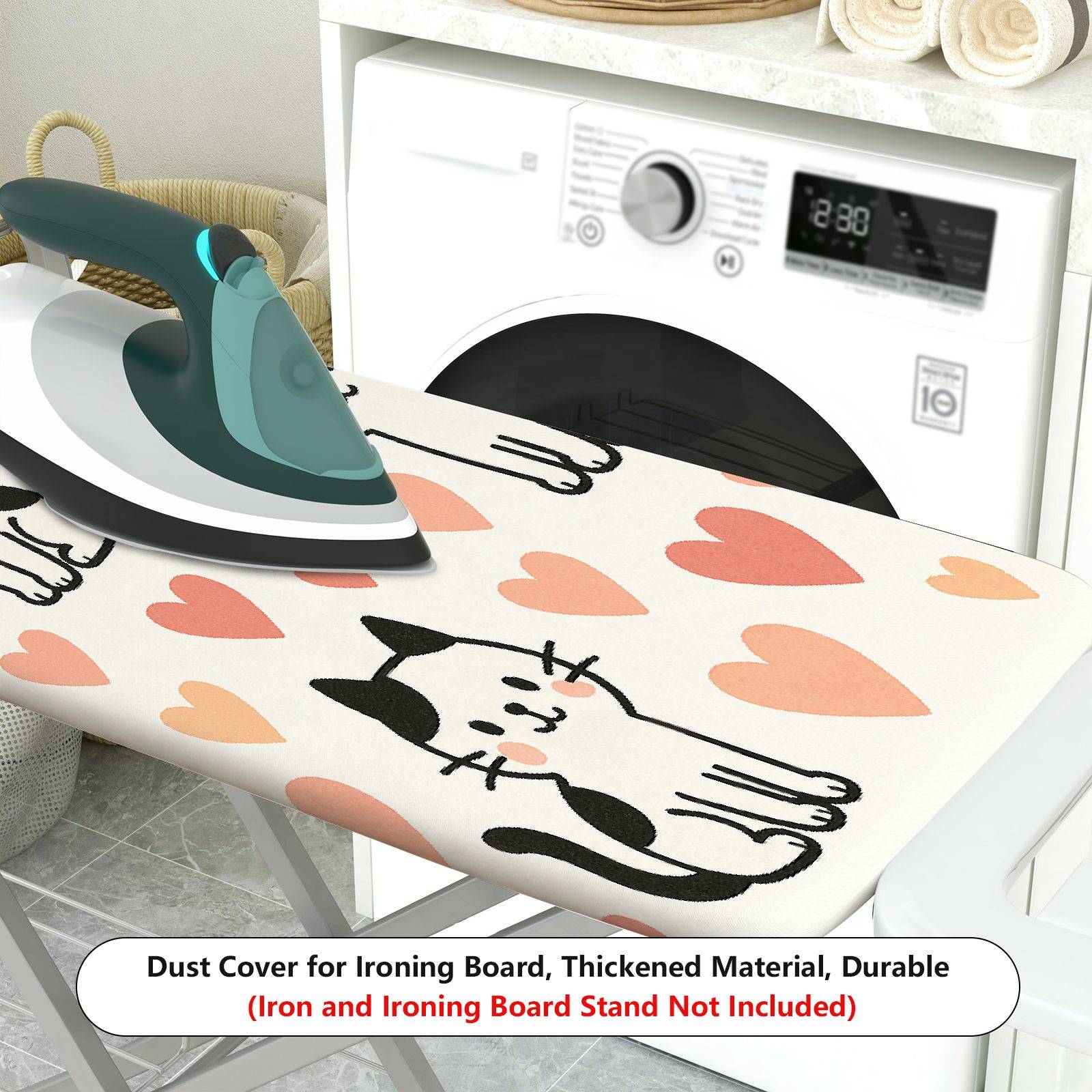 1-Piece Heart Cat Lovely  Ironing Board Cover, Universal Size, Without Board