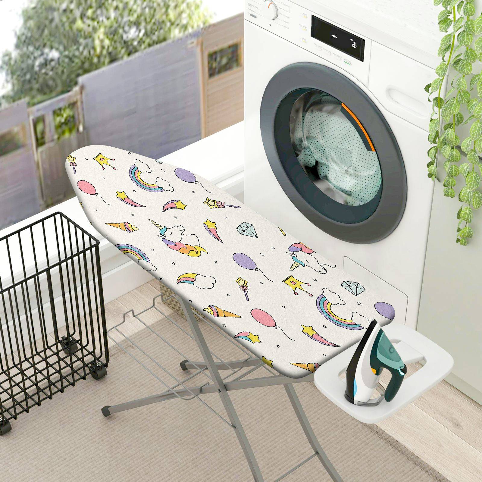 1-Piece Unicorn Rainbow Star  Ironing Board Cover, Universal Size, Without Board