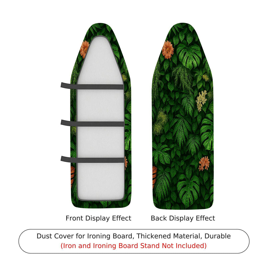 1-Piece Tropical Green Leaves Floral  Ironing Board Cover, Universal Size, Without Board