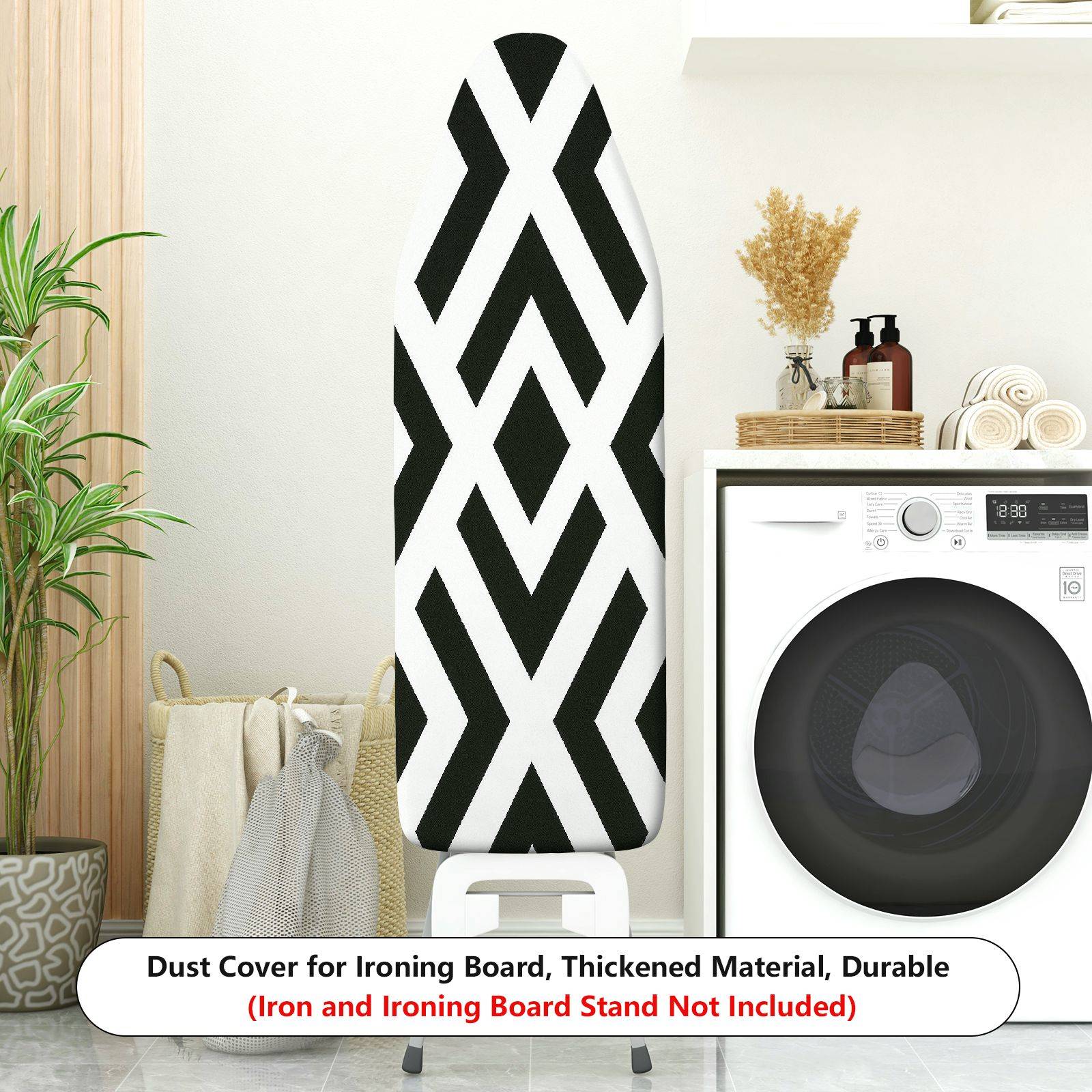 1-Piece Geometric Diamond Pattern Black and White  Ironing Board Cover, Universal Size, Without Board