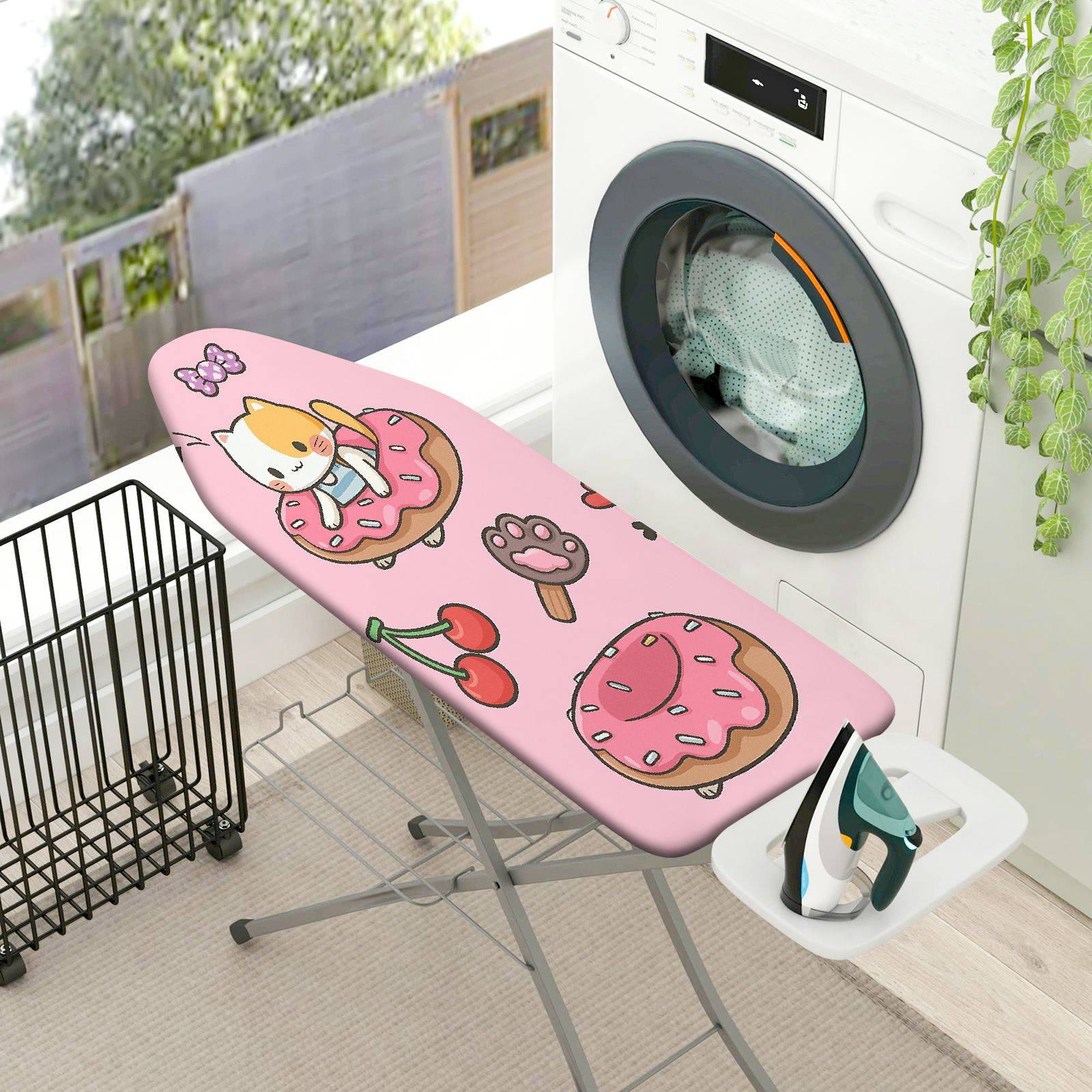 1-Piece Cat Donut Cherry  Ironing Board Cover, Universal Size, Without Board