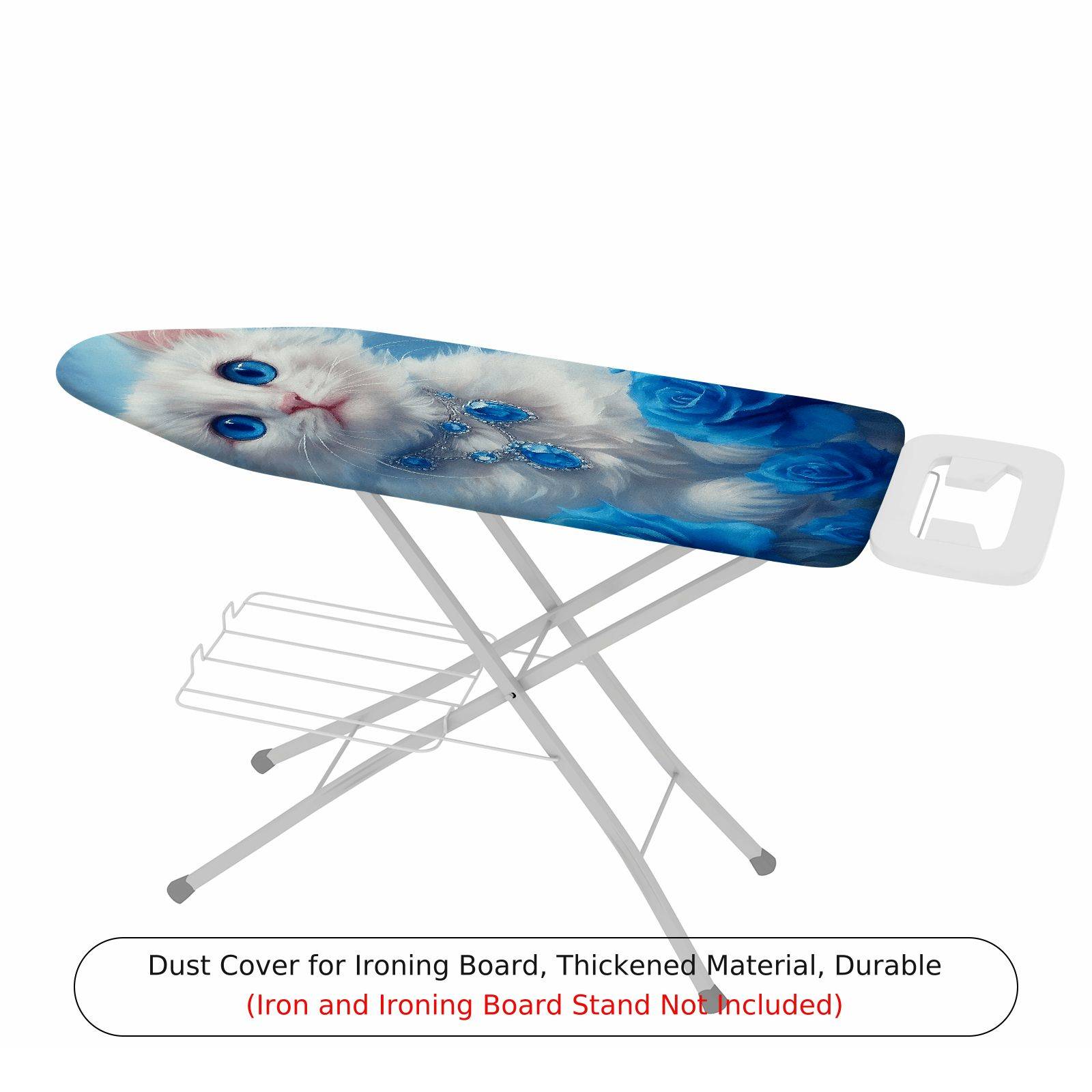 1-Piece Cat Blue Roses Jewelry  Ironing Board Cover, Universal Size, Without Board