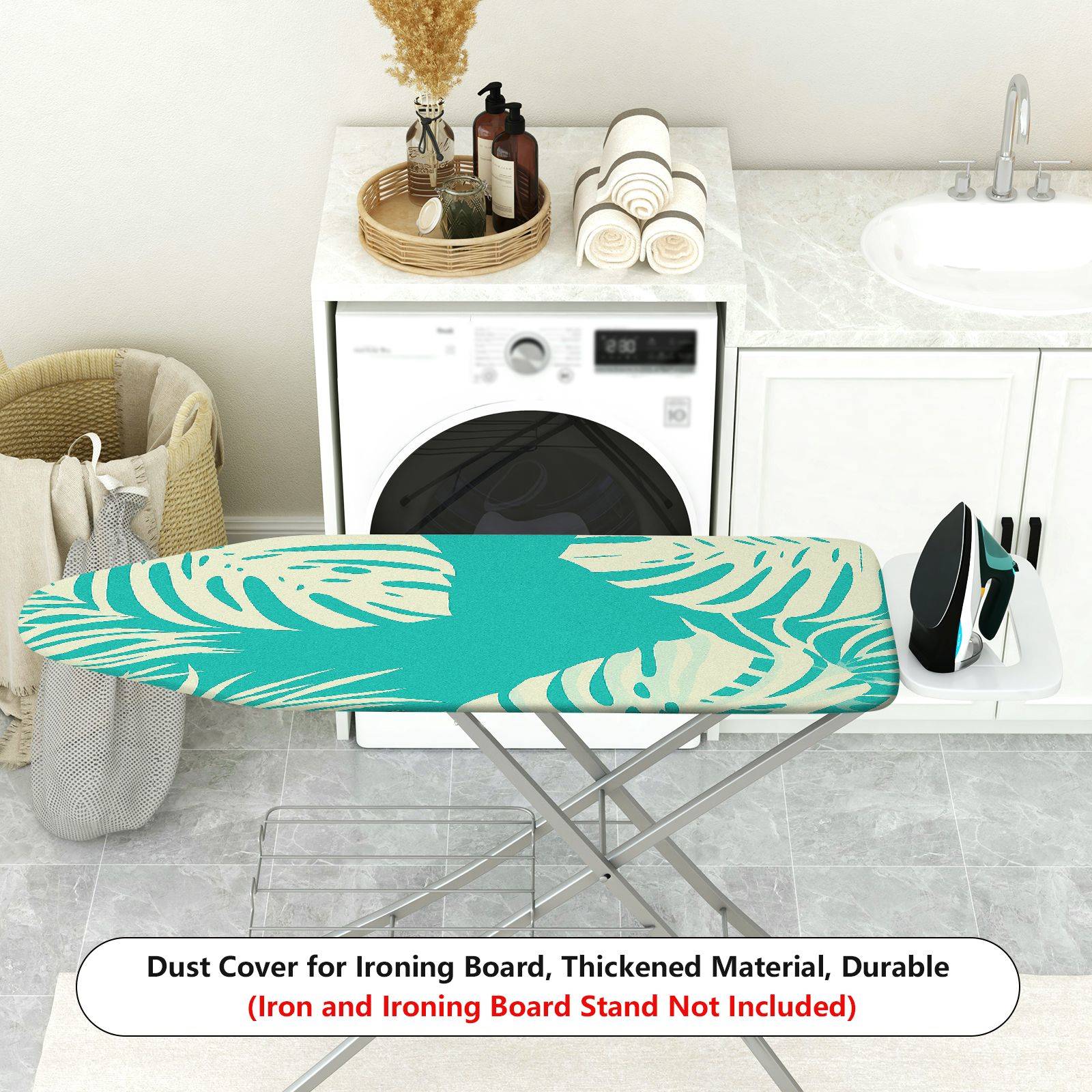 1-Piece Tropical Leaf Green Pattern  Ironing Board Cover, Universal Size, Without Board