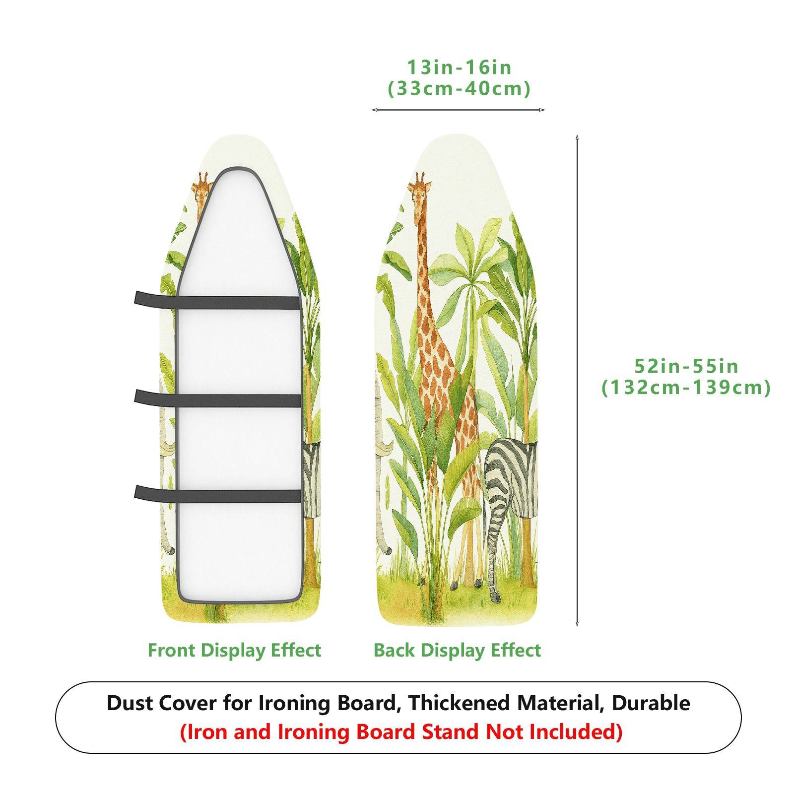 1-Piece Jungle Animal Zebra Giraffe  Ironing Board Cover, Universal Size, Without Board