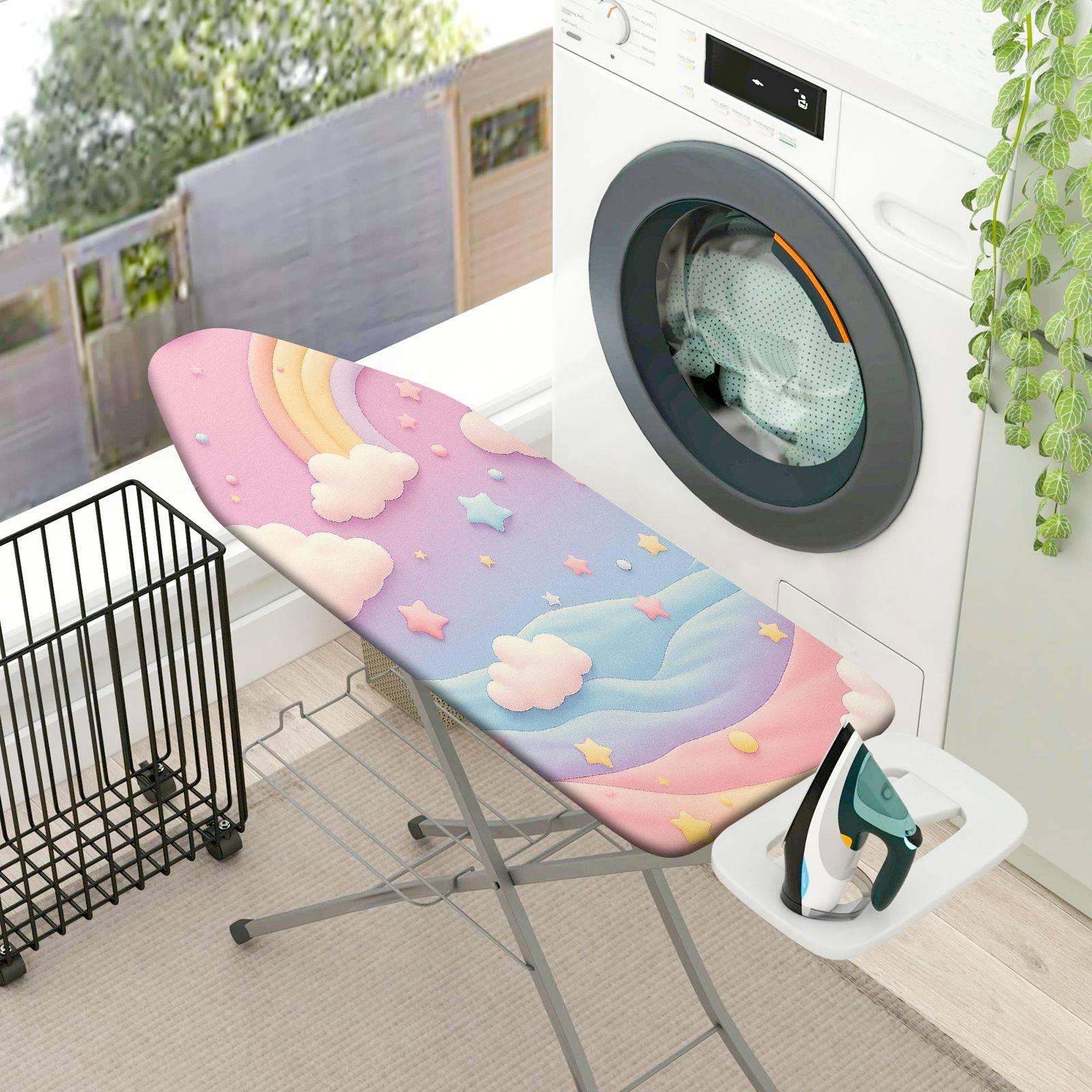 1-Piece Rainbow Clouds Stars  Ironing Board Cover, Universal Size, Without Board
