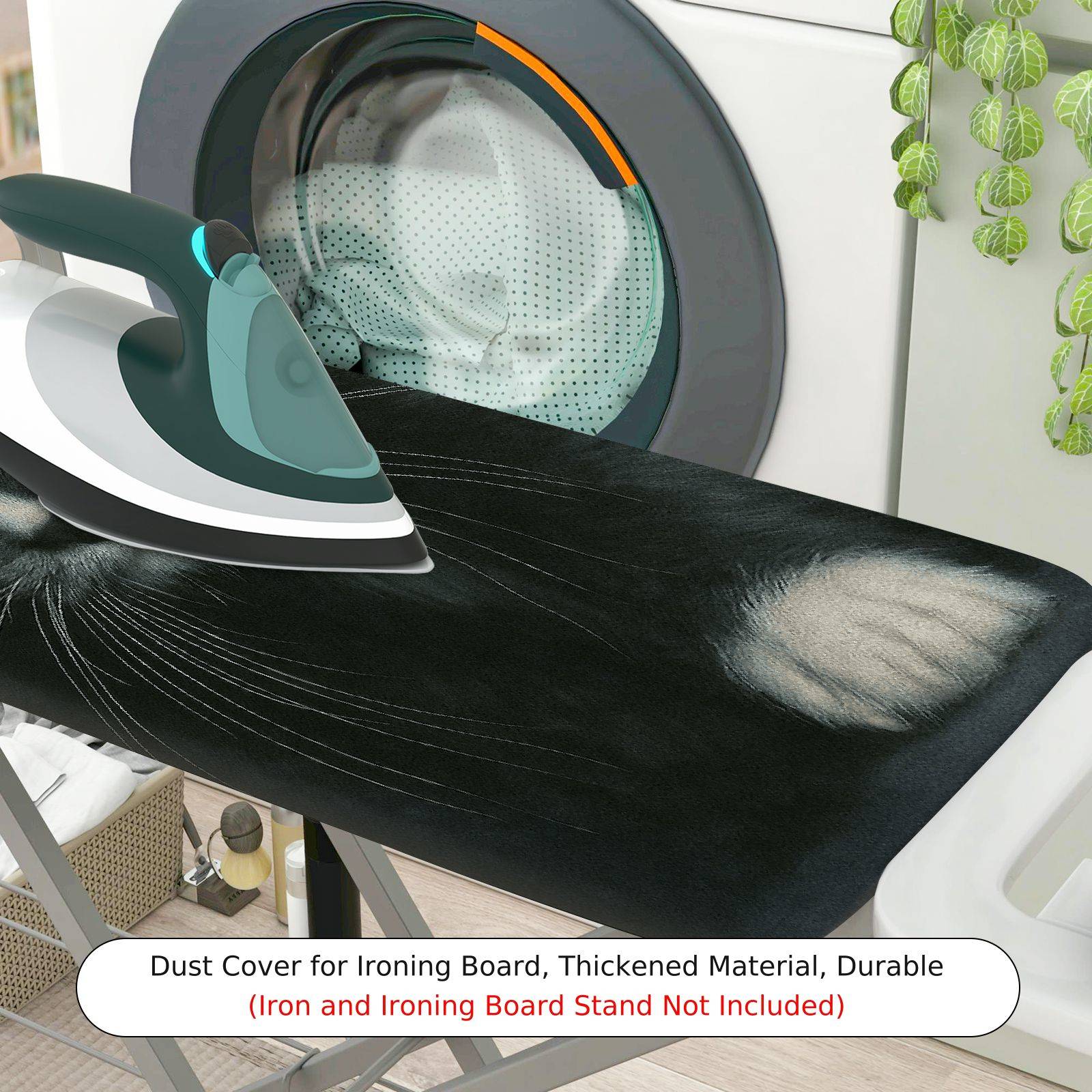 1-Piece Black Cat Whiskers Paw  Ironing Board Cover, Universal Size, Without Board