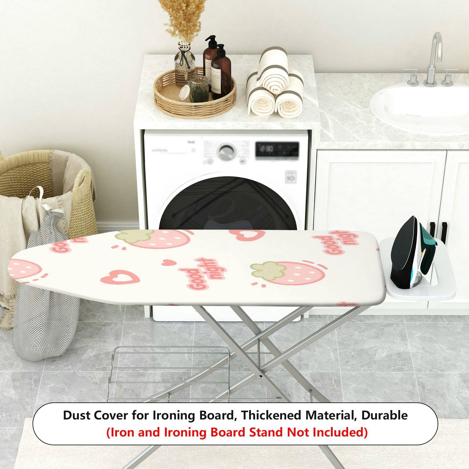 1-Piece Strawberry Heart Print Good Night  Ironing Board Cover, Universal Size, Without Board