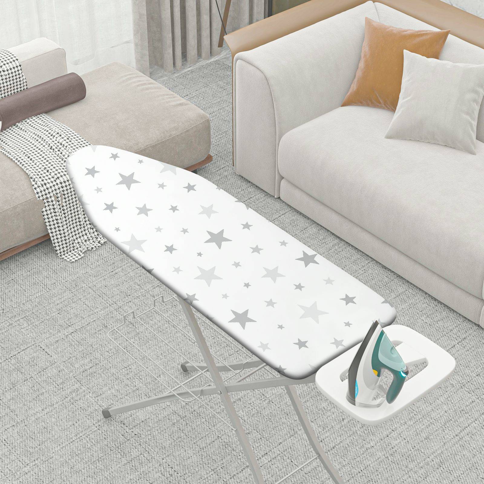 1-Piece Star Pattern Grey Starry Night  Ironing Board Cover, Universal Size, Without Board