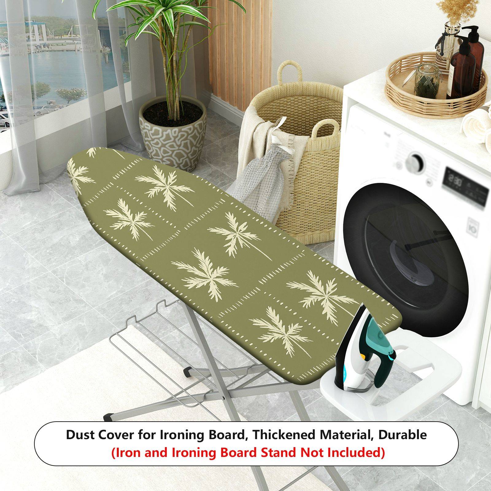 1-Piece Tropical Palm Leaf Green  Ironing Board Cover, Universal Size, Without Board
