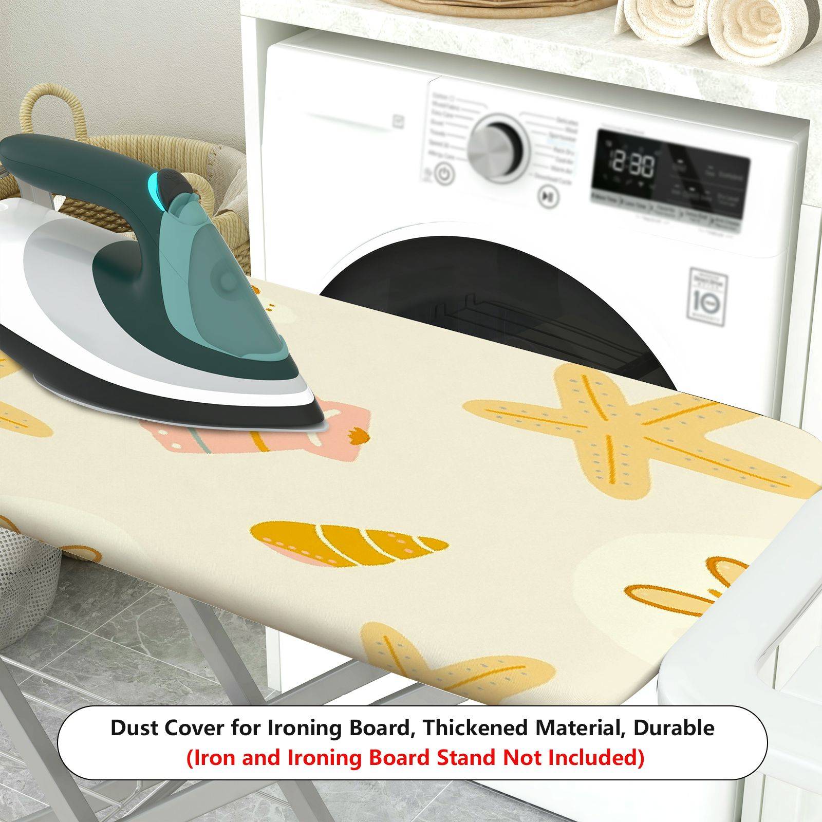 1-Piece Sea Shell Starfish Sand Dollar  Ironing Board Cover, Universal Size, Without Board