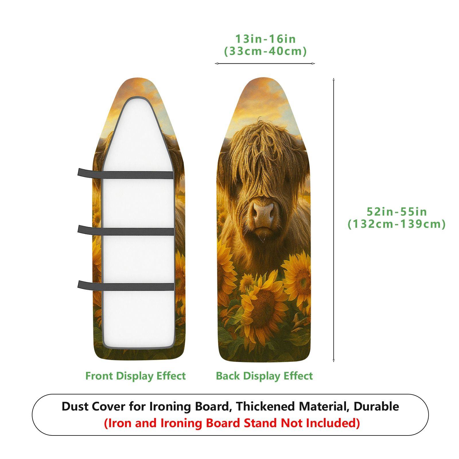 1-Piece Highland Cattle Sunflowers Rural  Ironing Board Cover, Universal Size, Without Board