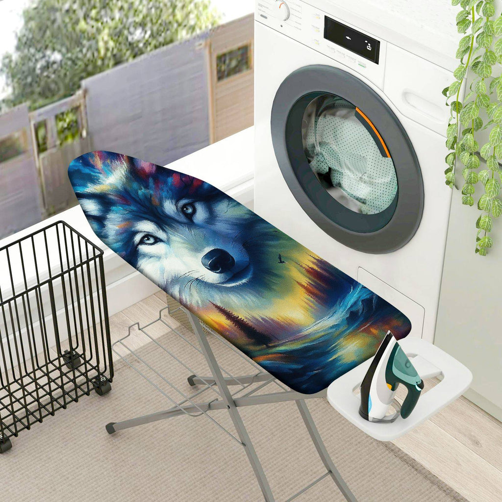 1-Piece Wolf Art Colorful Animal Painting  Ironing Board Cover, Universal Size, Without Board