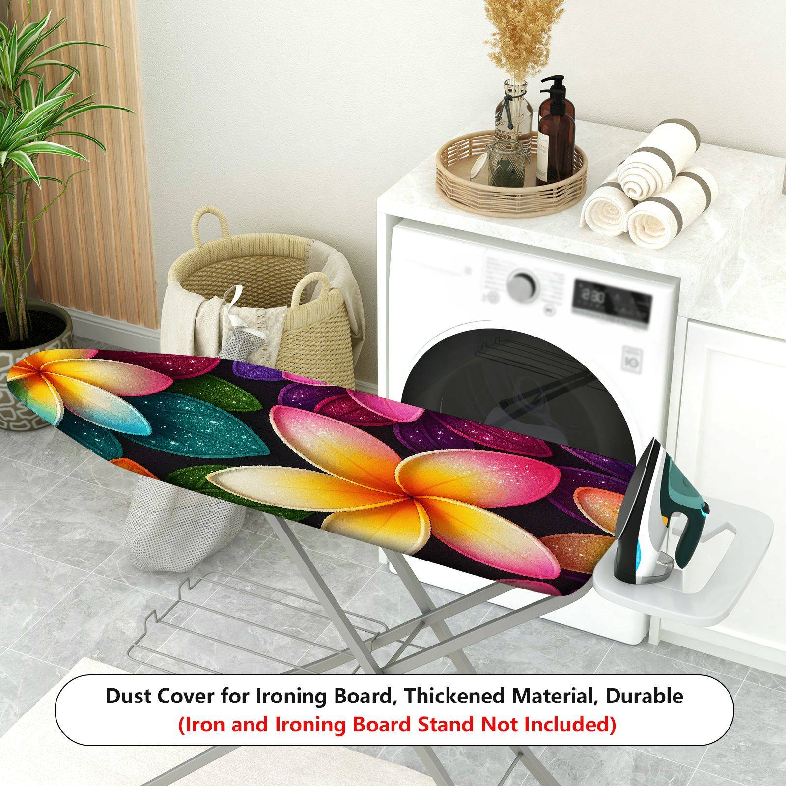 1-Piece Vibrant Floral Colorful Tropical  Ironing Board Cover, Universal Size, Without Board