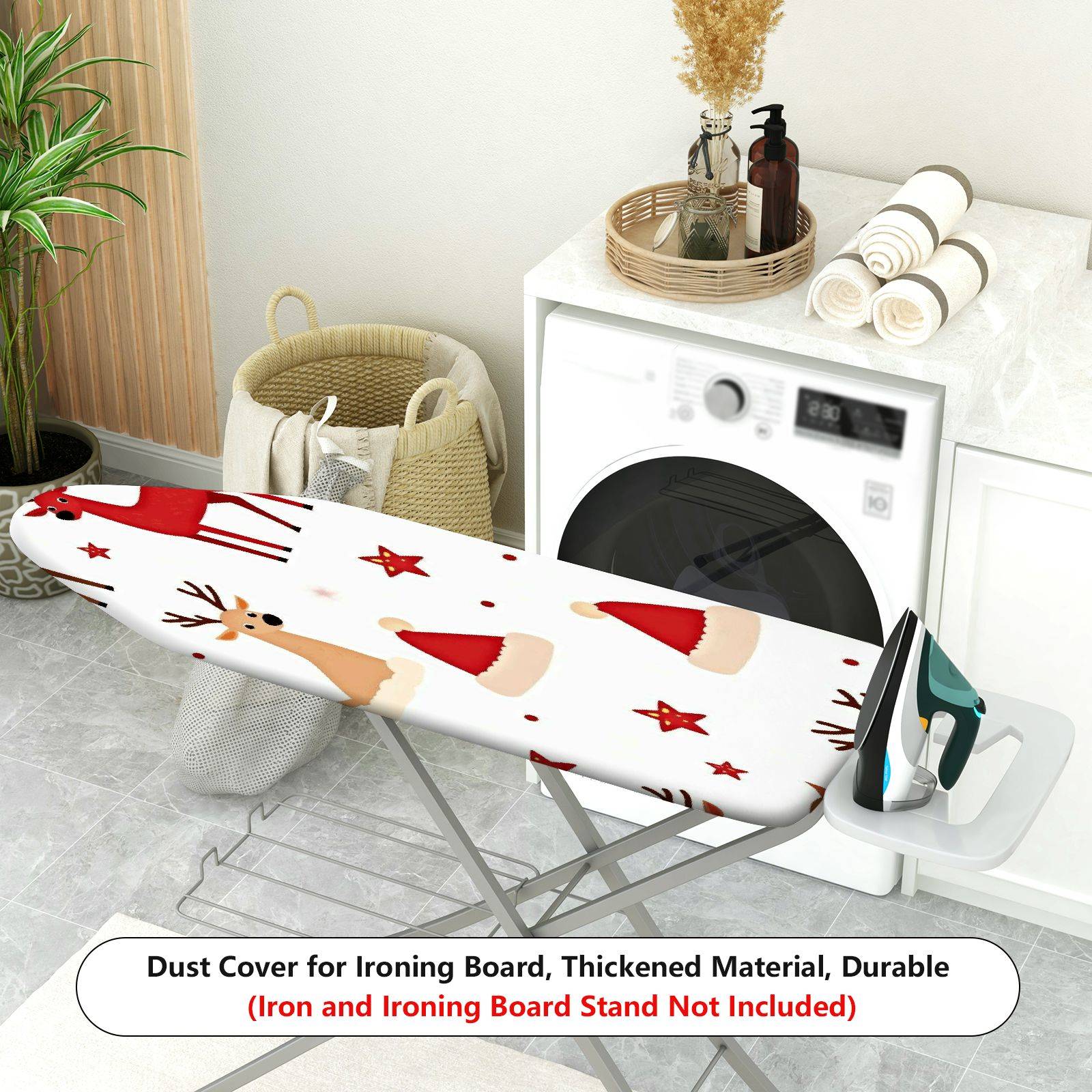 1-Piece Christmas Reindeer Santa  Ironing Board Cover, Universal Size, Without Board