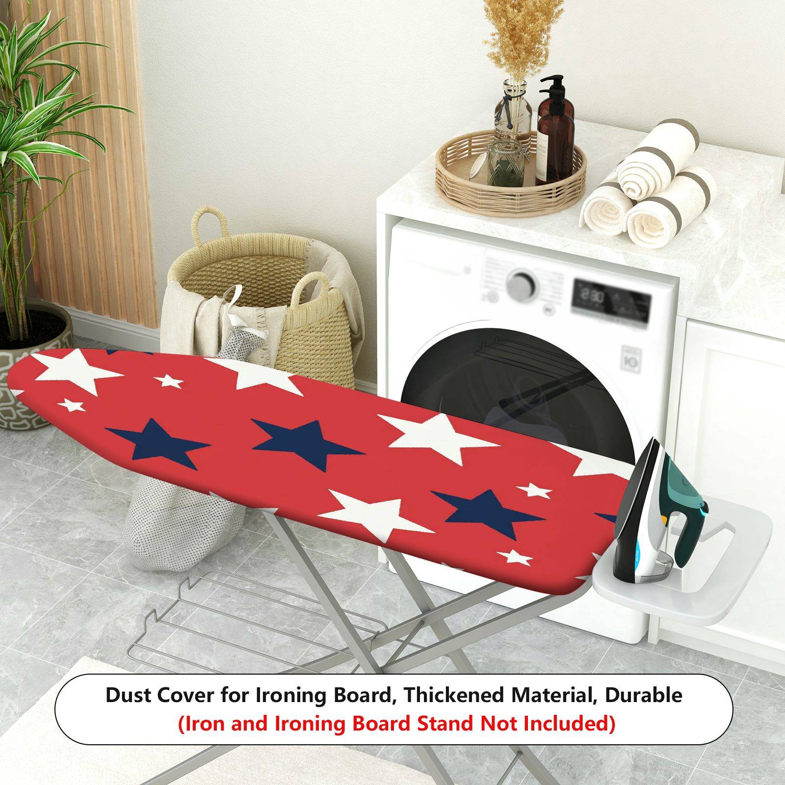 1-Piece Red White Star Pattern American Flag Patriotic  Ironing Board Cover, Universal Size, Without Board
