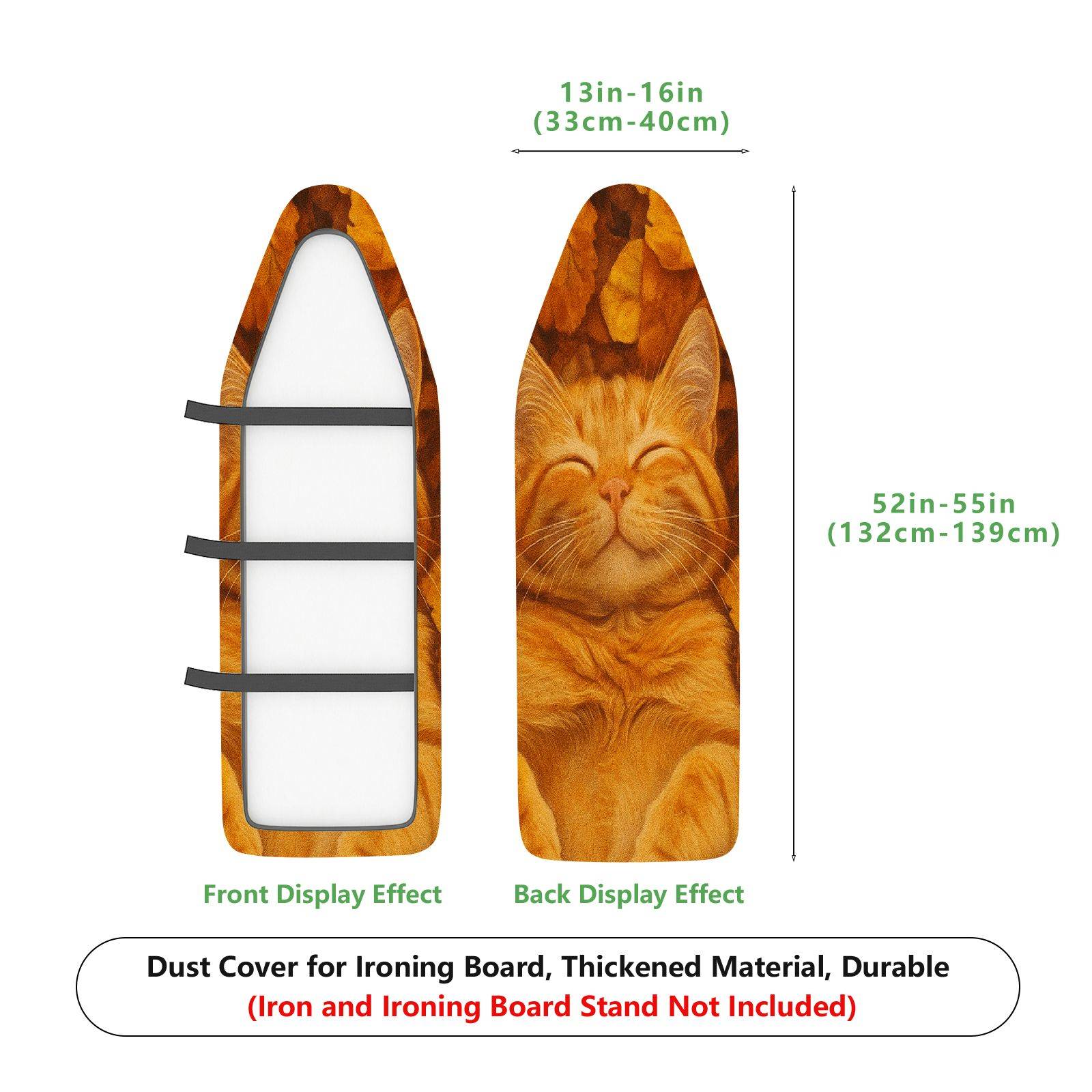 1-Piece Cat Autumn Leaves Sleeping  Ironing Board Cover, Universal Size, Without Board