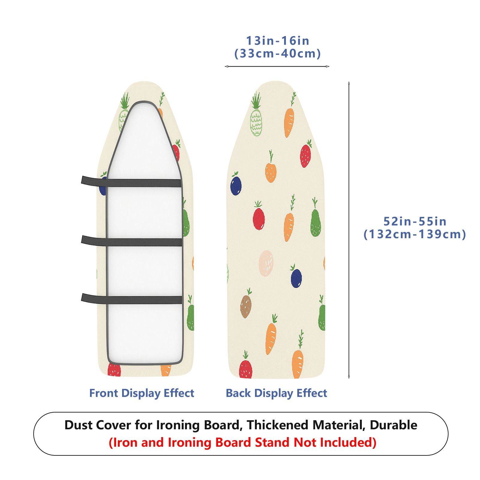 1-Piece Fruit Carrot Pattern Strawberry  Ironing Board Cover, Universal Size, Without Board