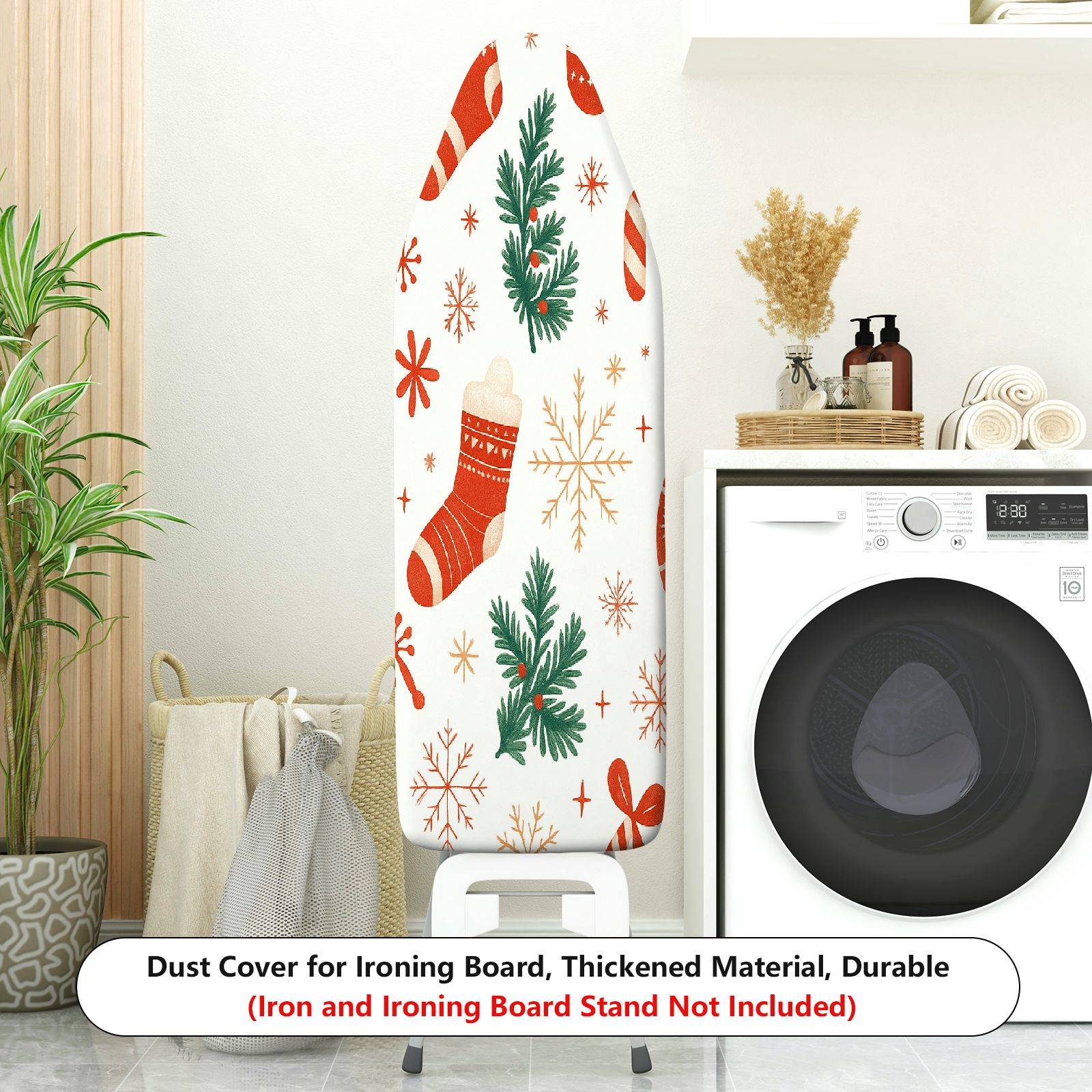 1-Piece Christmas Stocking Snowflake Pine Tree  Ironing Board Cover, Universal Size, Without Board