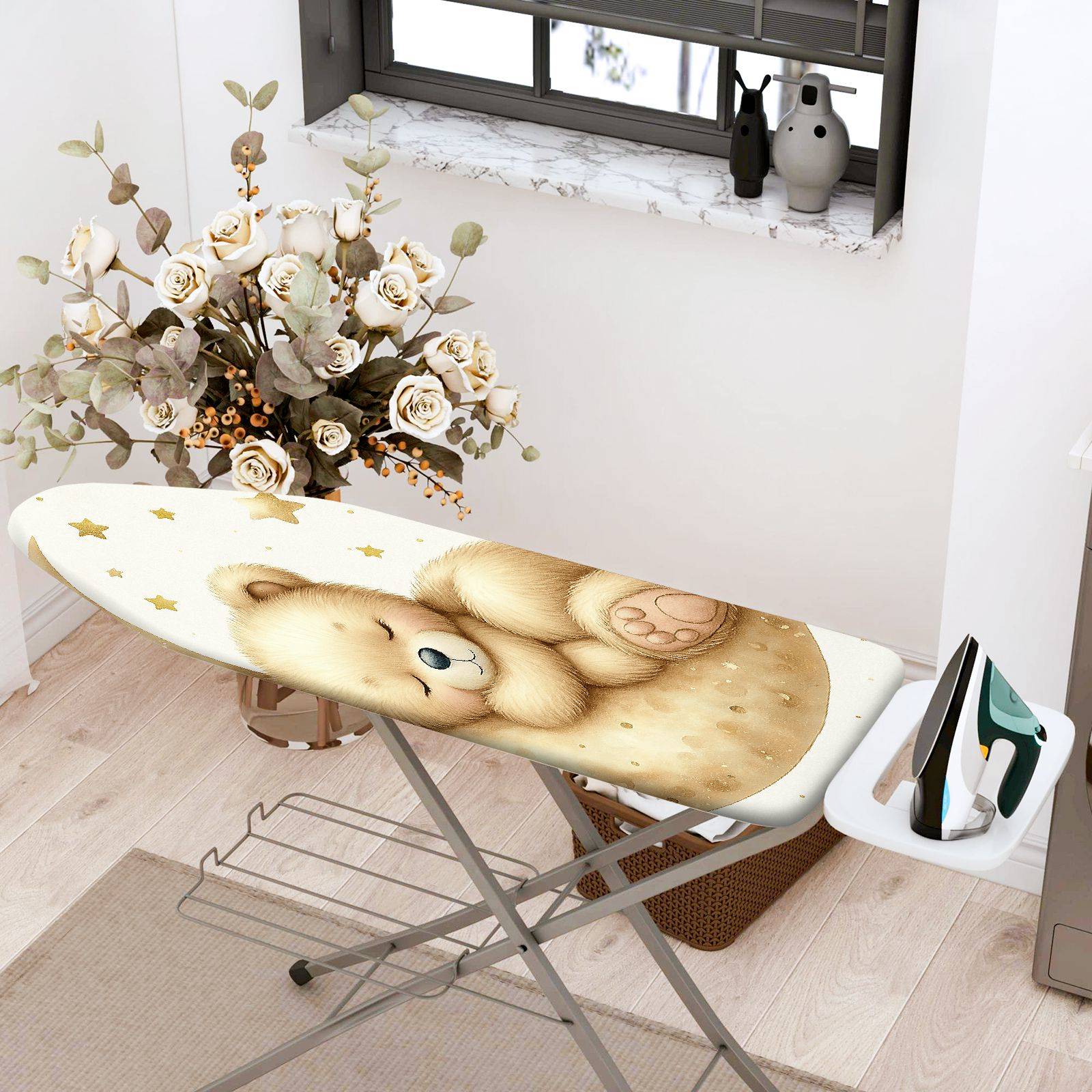 1-Piece Bear Sleeping Starry  Ironing Board Cover, Universal Size, Without Board