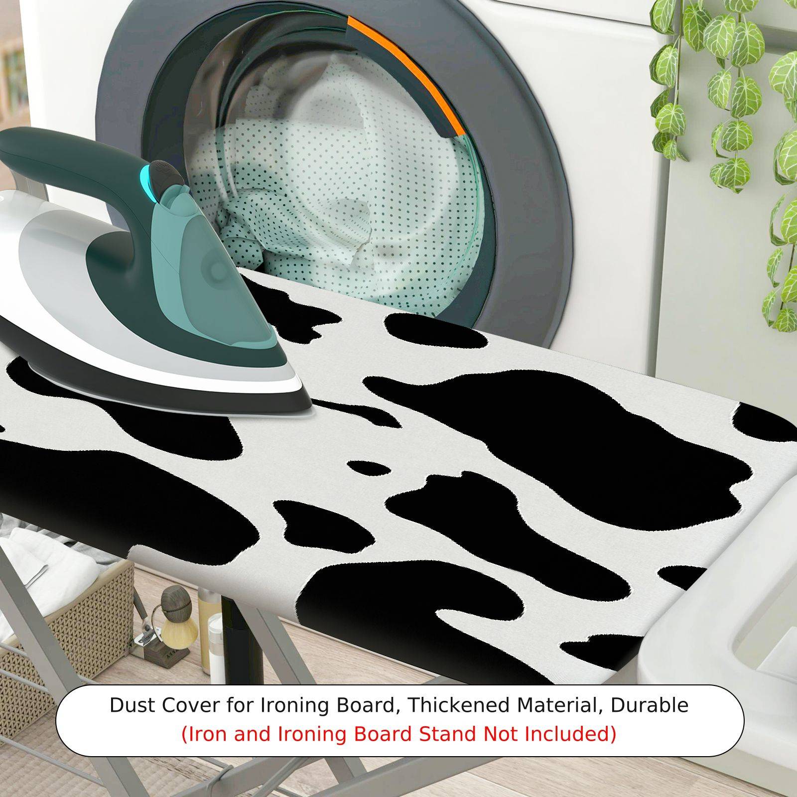 1-Piece Animal Print Black White Cow  Ironing Board Cover, Universal Size, Without Board