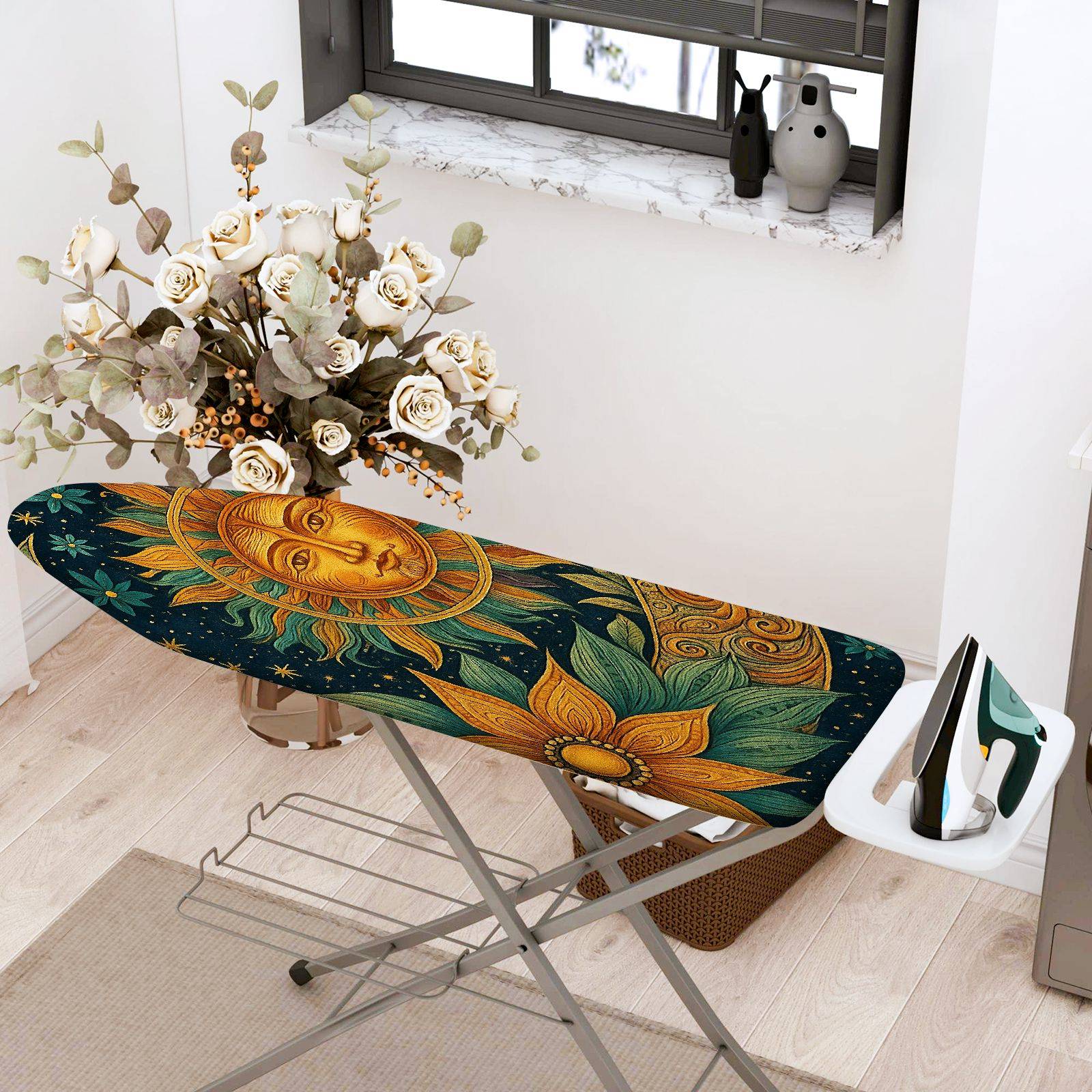 1-Piece Sun Moon Stars  Ironing Board Cover, Universal Size, Without Board