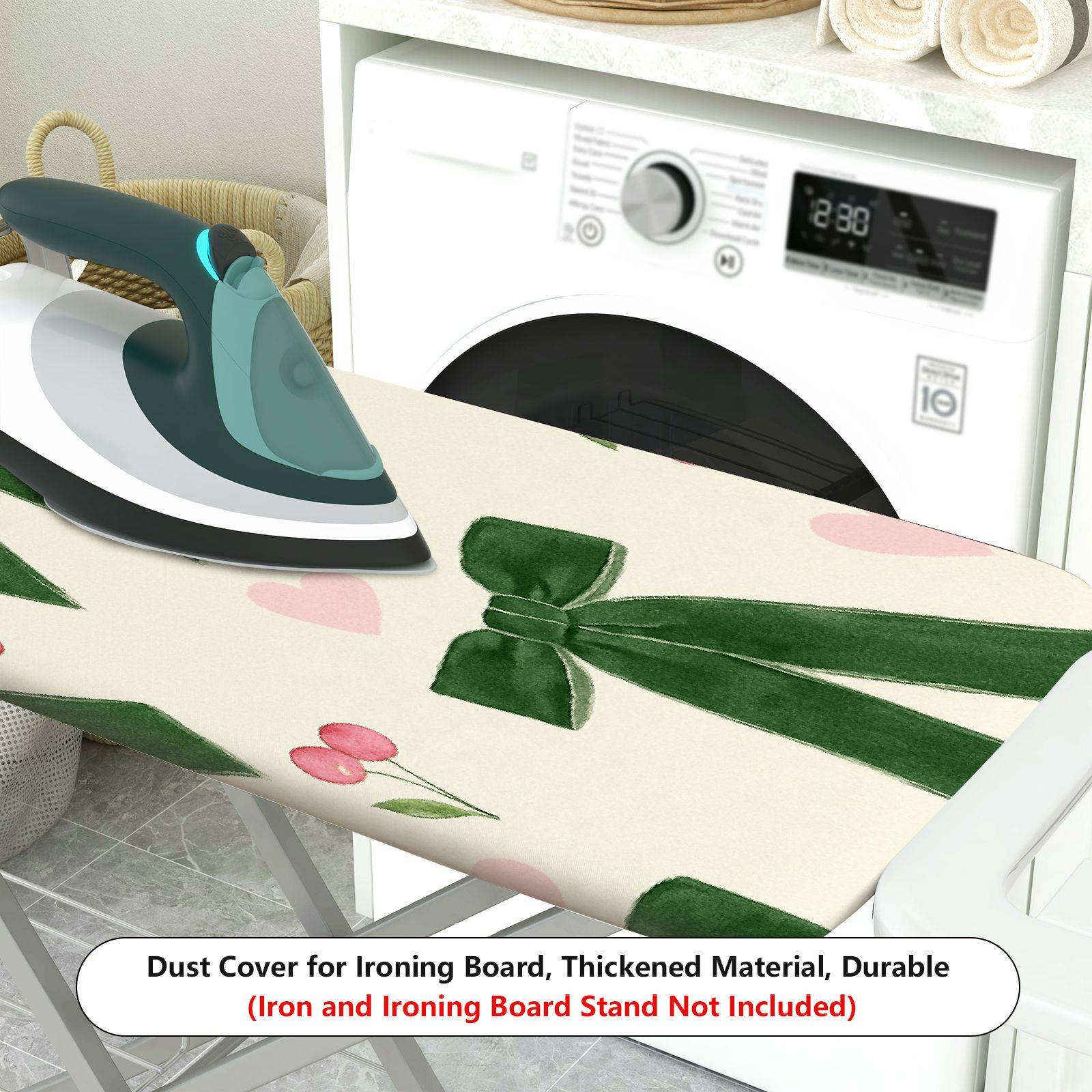 1-Piece Green Ribbon Strawberry Cherry  Ironing Board Cover, Universal Size, Without Board