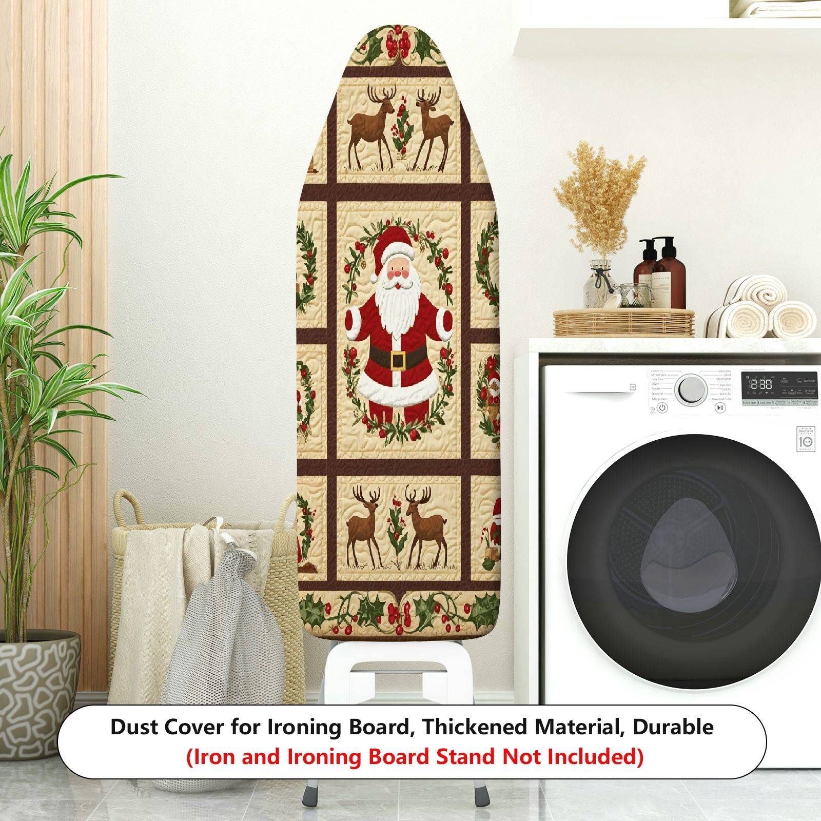1-Piece Christmas Santa Reindeer  Ironing Board Cover, Universal Size, Without Board