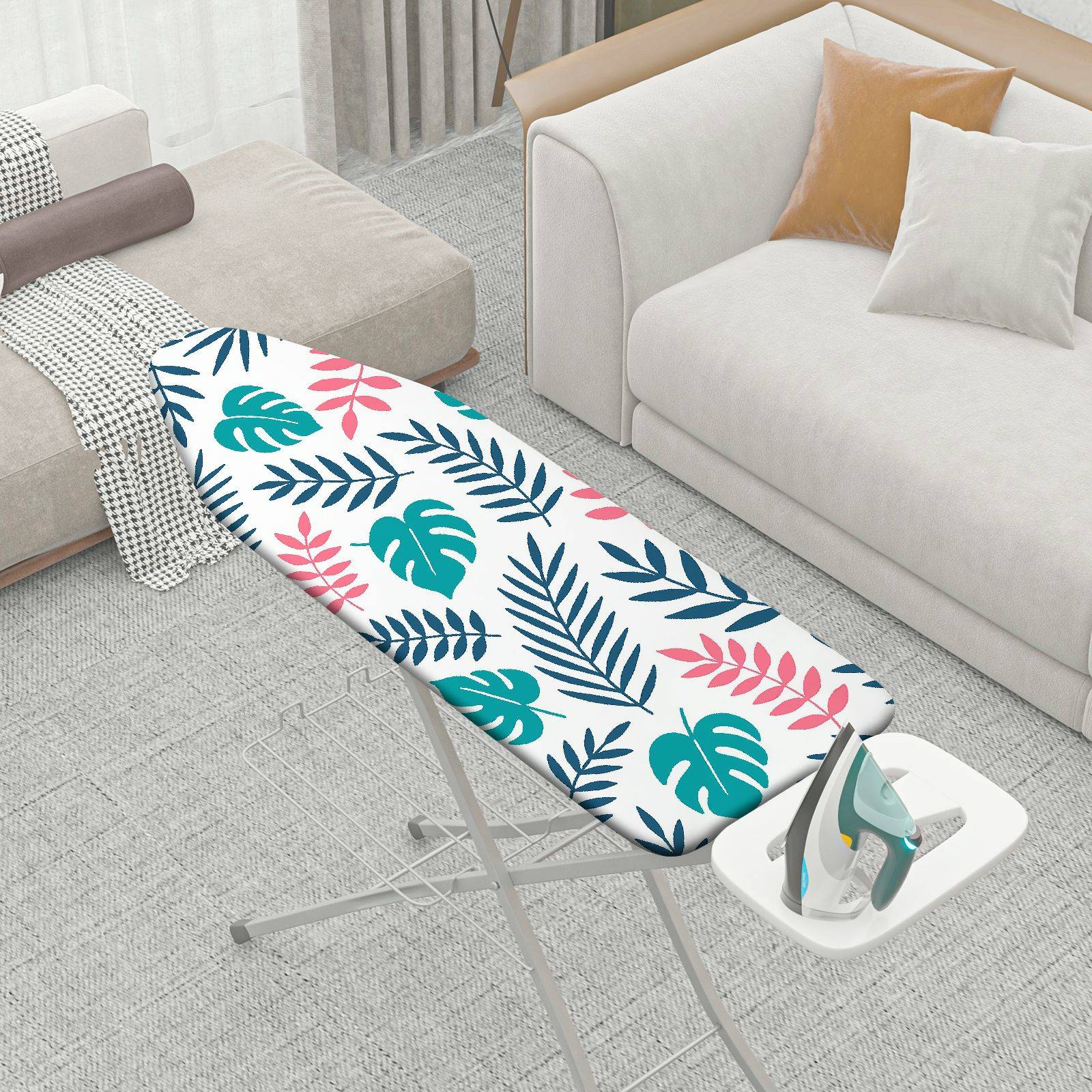 1-Piece Floral Tropical Leaf Pattern Graphic  Ironing Board Cover, Universal Size, Without Board