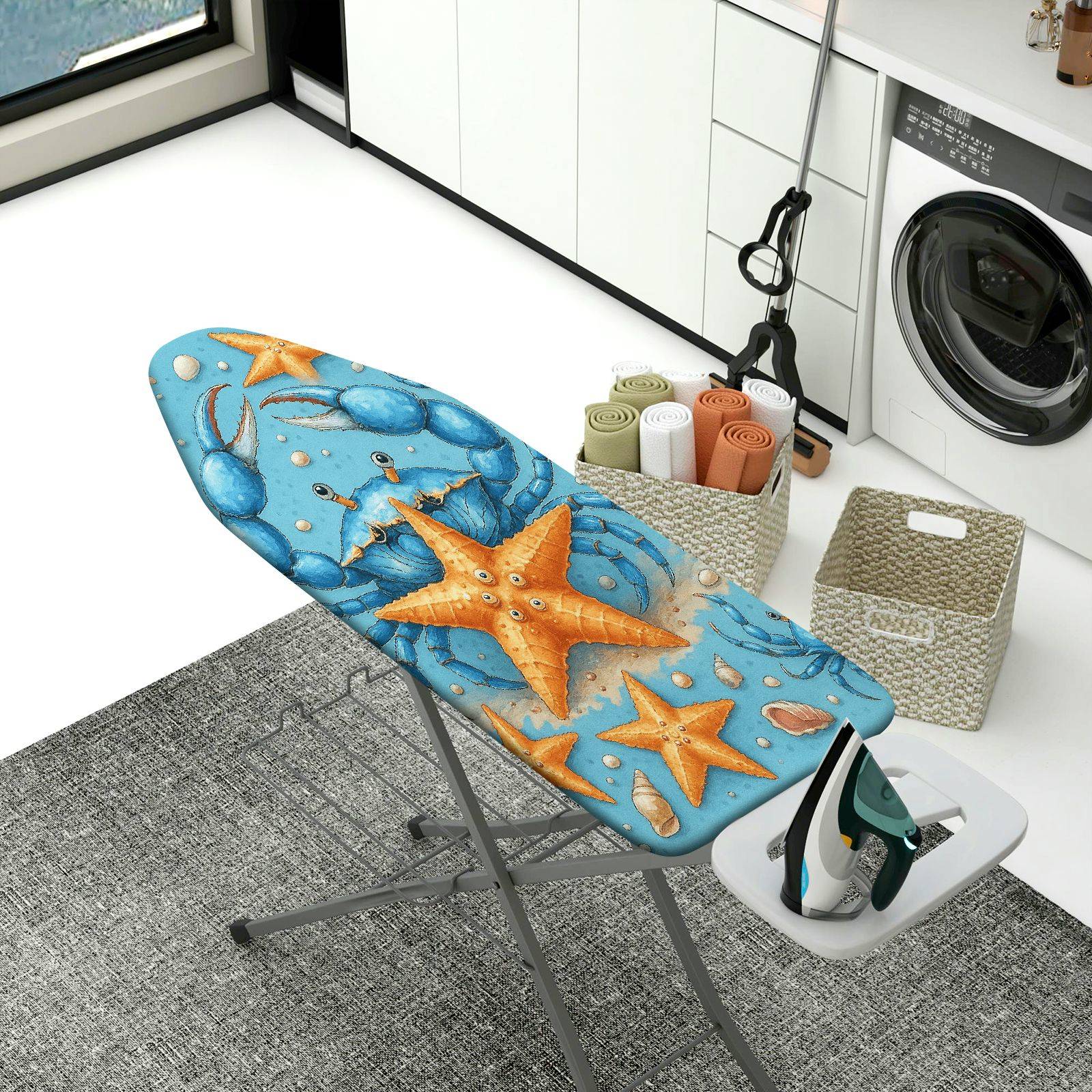 1-Piece Sea Crab Starfish Marine  Ironing Board Cover, Universal Size, Without Board