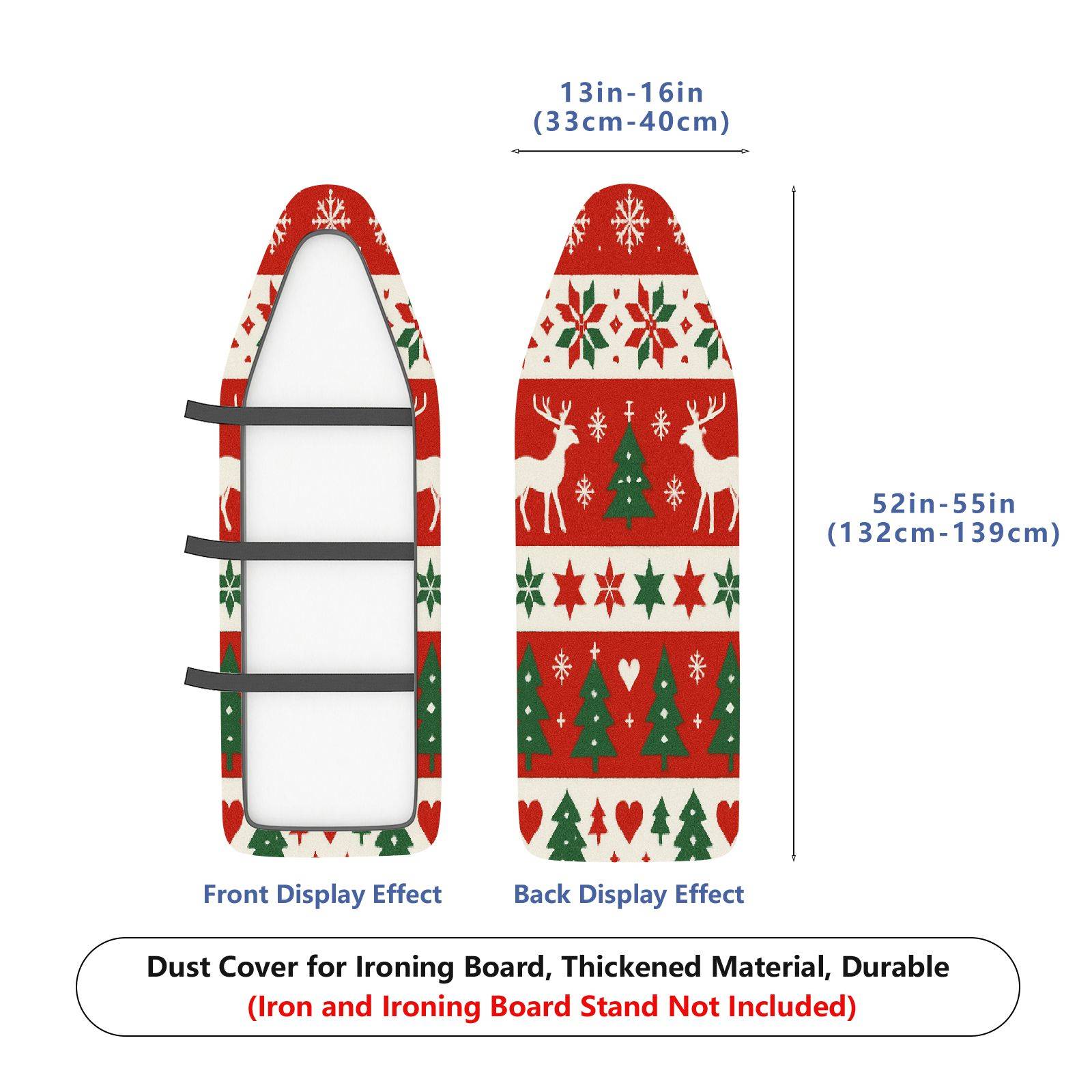1-Piece Reindeer Tree Snowflake  Ironing Board Cover, Universal Size, Without Board