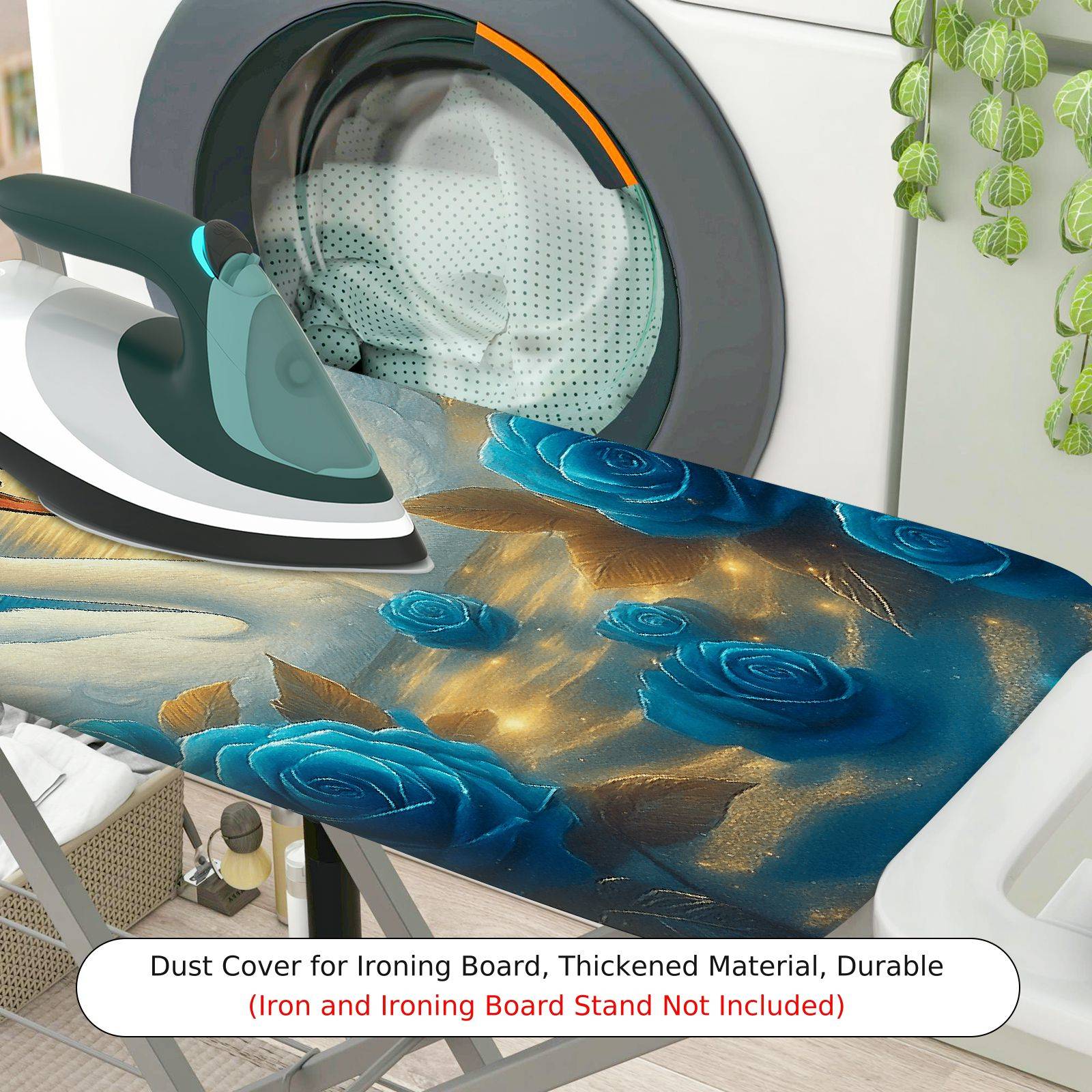 1-Piece Swan Blue Rose Starry  Ironing Board Cover, Universal Size, Without Board