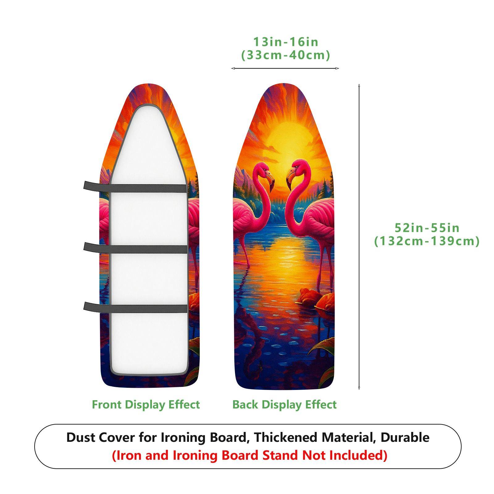 1-Piece Flamingo Tropical Sunset  Ironing Board Cover, Universal Size, Without Board