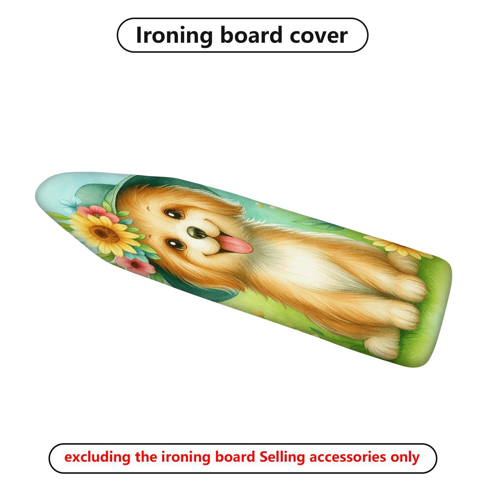 1-Piece Dog Flower Green  Ironing Board Cover, Universal Size, Without Board