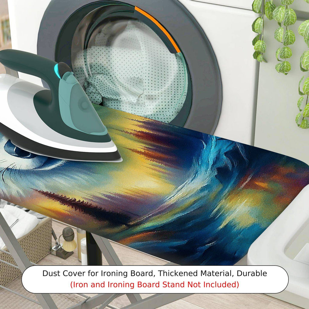 1-Piece Wolf Art Colorful Animal Painting  Ironing Board Cover, Universal Size, Without Board