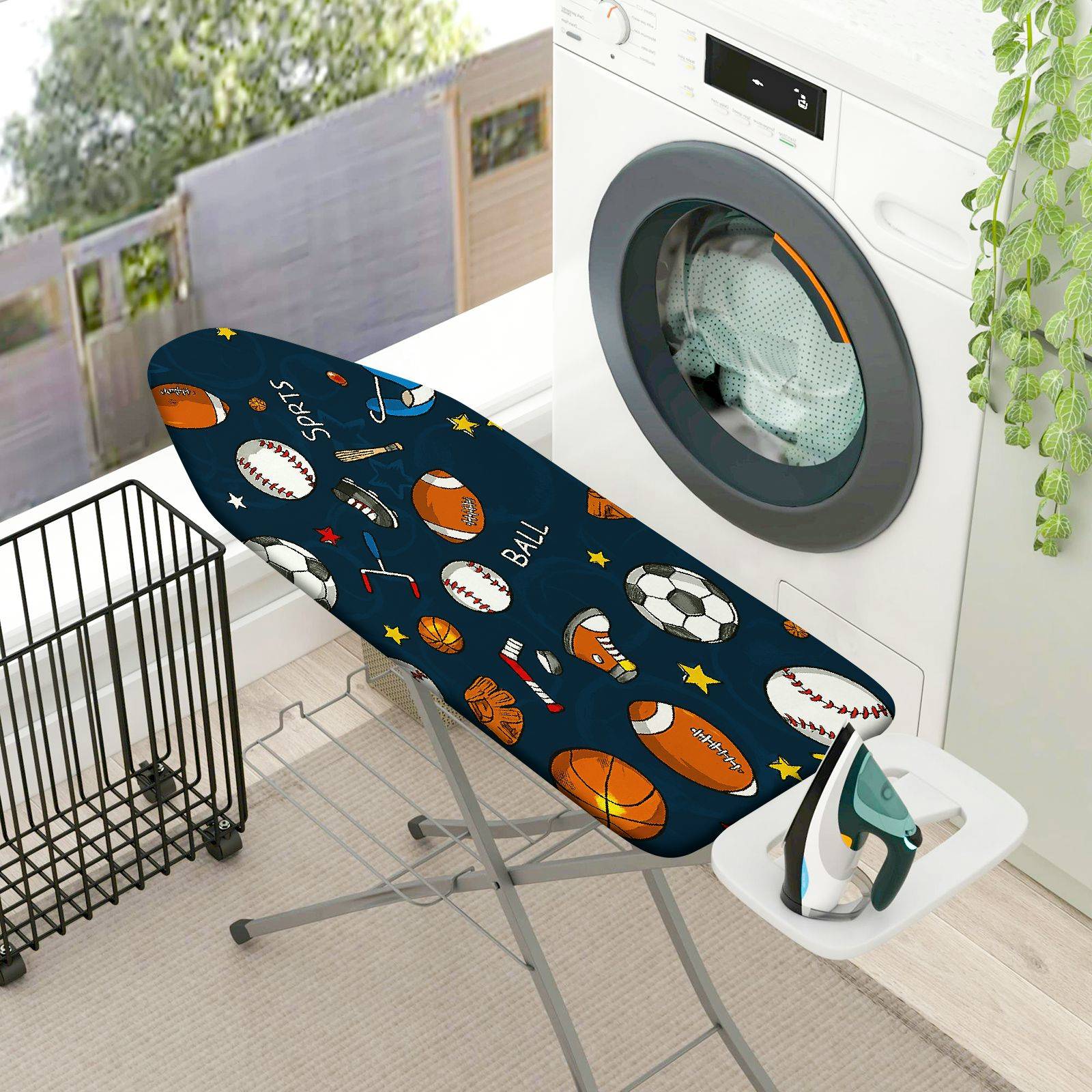 1-Piece Sports Balls Stars  Ironing Board Cover, Universal Size, Without Board