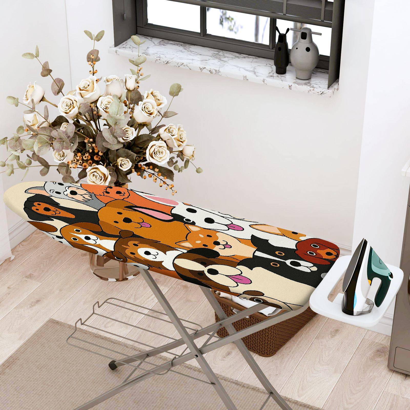 1-Piece Cute Dogs  Fun  Ironing Board Cover, Universal Size, Without Board
