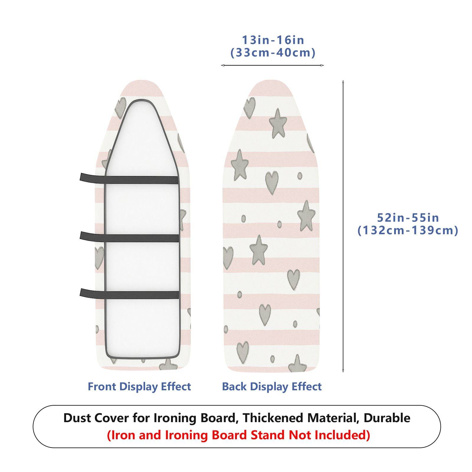 1-Piece Star Stripe Heart  Ironing Board Cover, Universal Size, Without Board