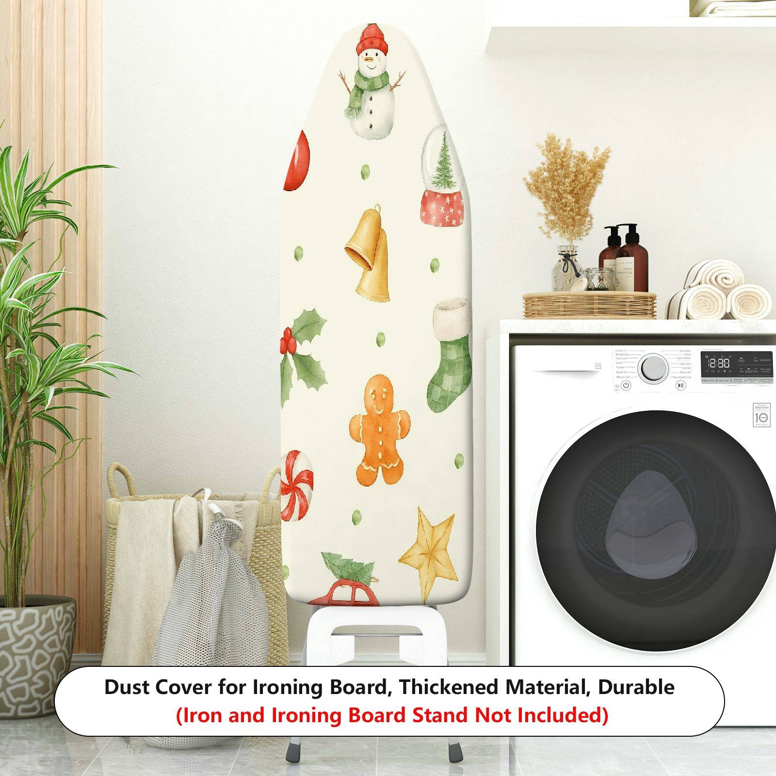 1-Piece Christmas Snowman Gingerbread  Ironing Board Cover, Universal Size, Without Board