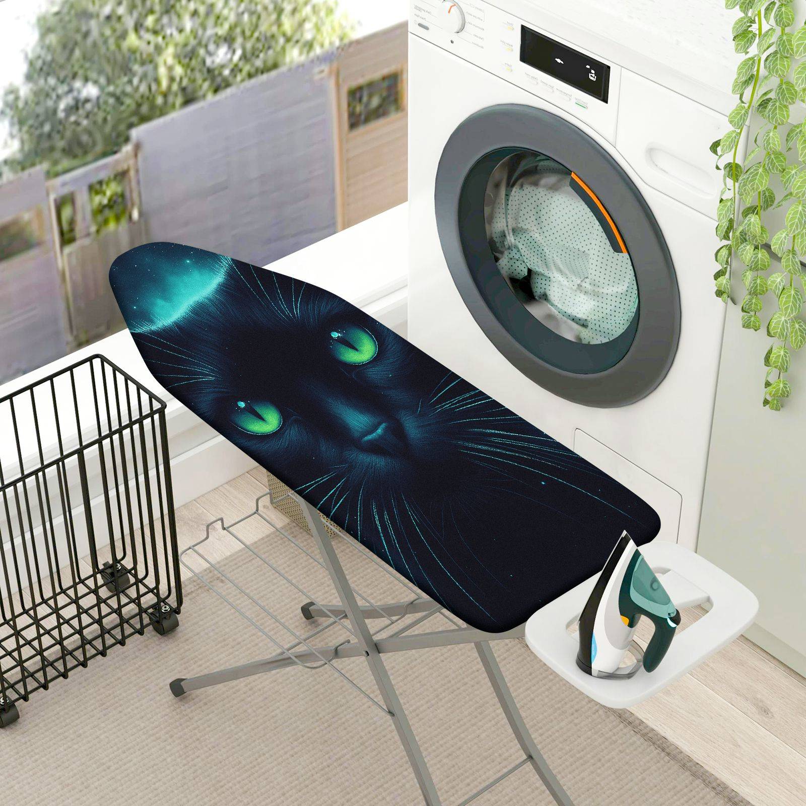 1-Piece Black Cat Moon Night  Ironing Board Cover, Universal Size, Without Board