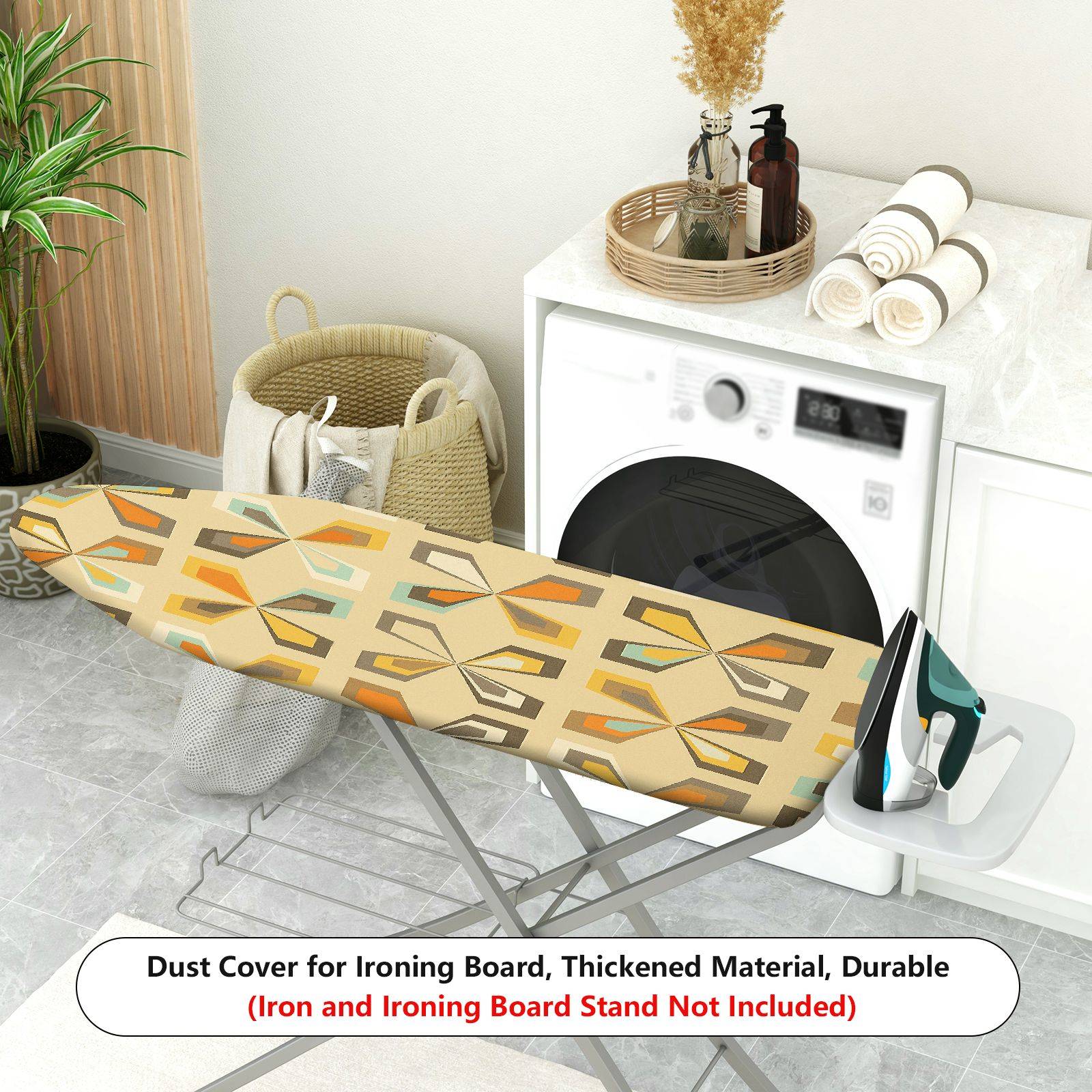 1-Piece Geometric Pattern Yellow Printed Retro  Ironing Board Cover, Universal Size, Without Board