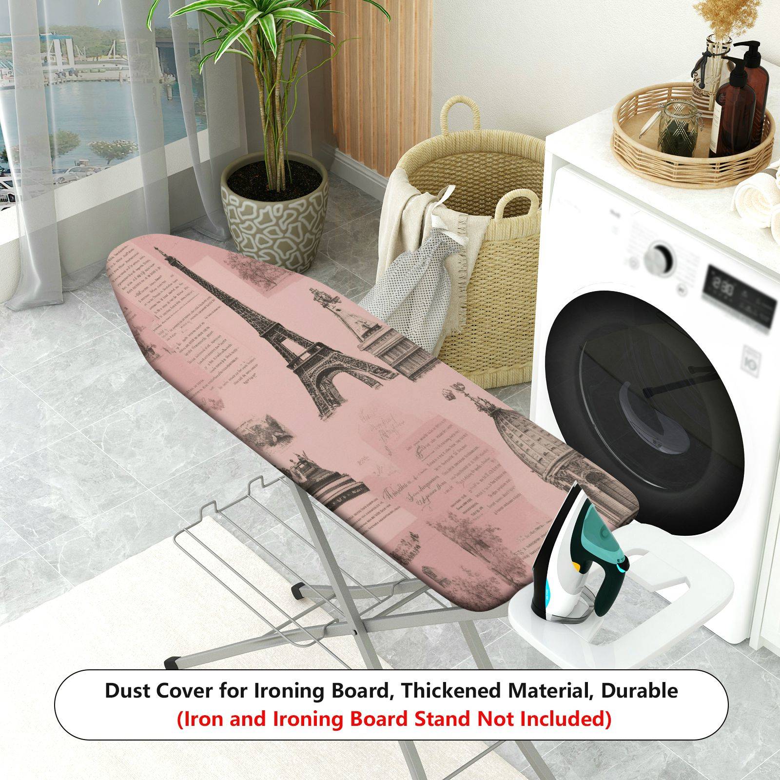 1-Piece Eiffel Tower Retro Architecture Travel  Ironing Board Cover, Universal Size, Without Board