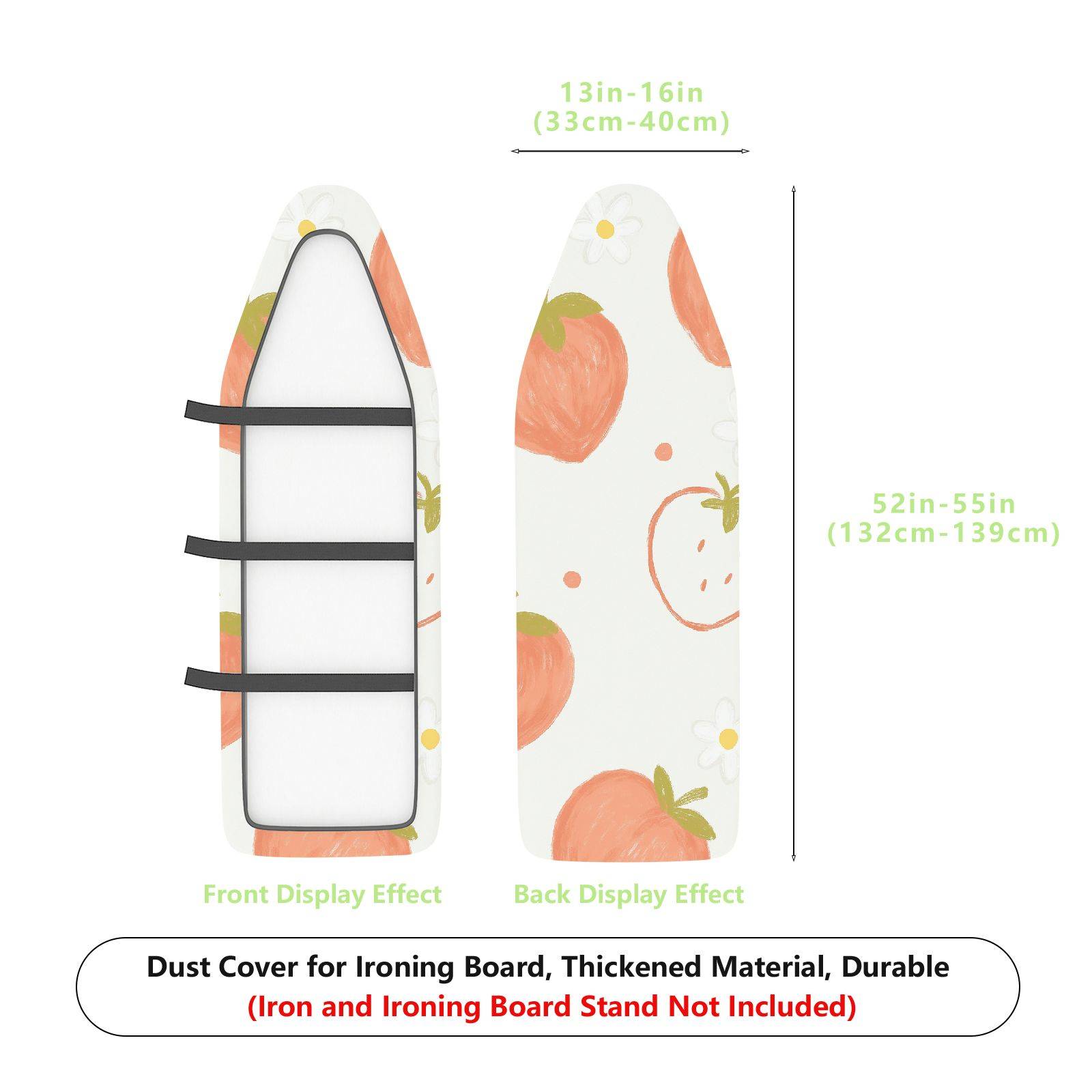 1-Piece Strawberry Floral Fresh  Ironing Board Cover, Universal Size, Without Board
