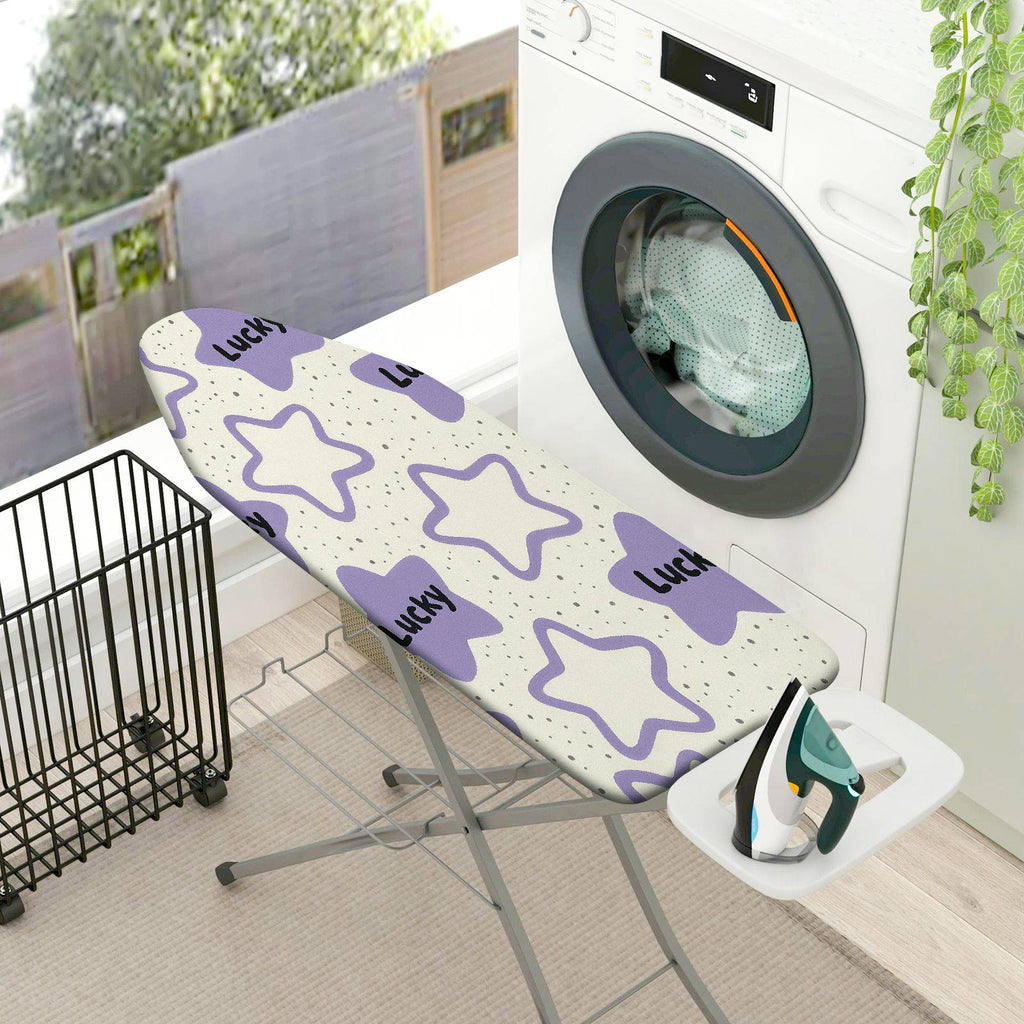1-Piece Star Pattern Lucky Text Purple  Ironing Board Cover, Universal Size, Without Board