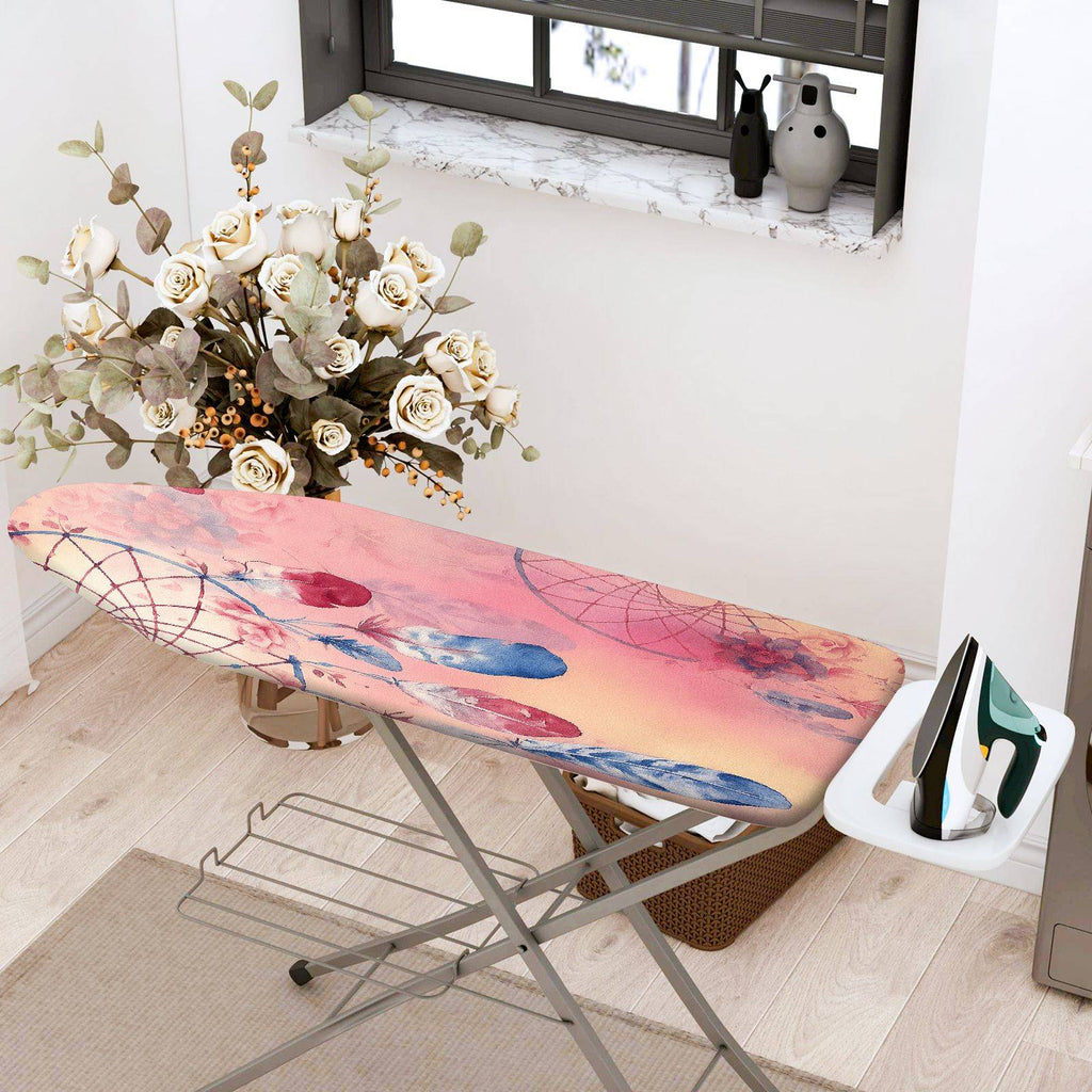 1-Piece Dreamcatcher Feather Pink  Ironing Board Cover, Universal Size, Without Board