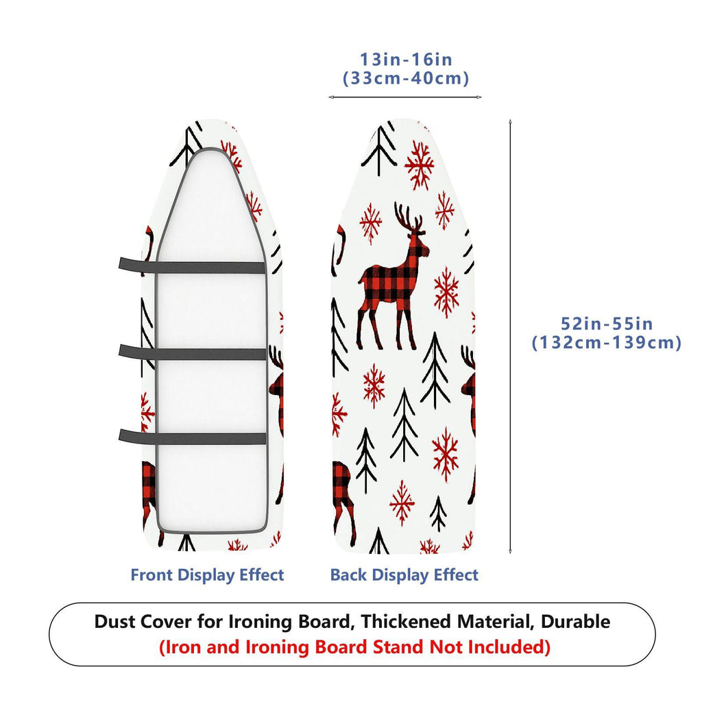 1-Piece Red Plaid Deer Snowflake Christmas  Ironing Board Cover, Universal Size, Without Board