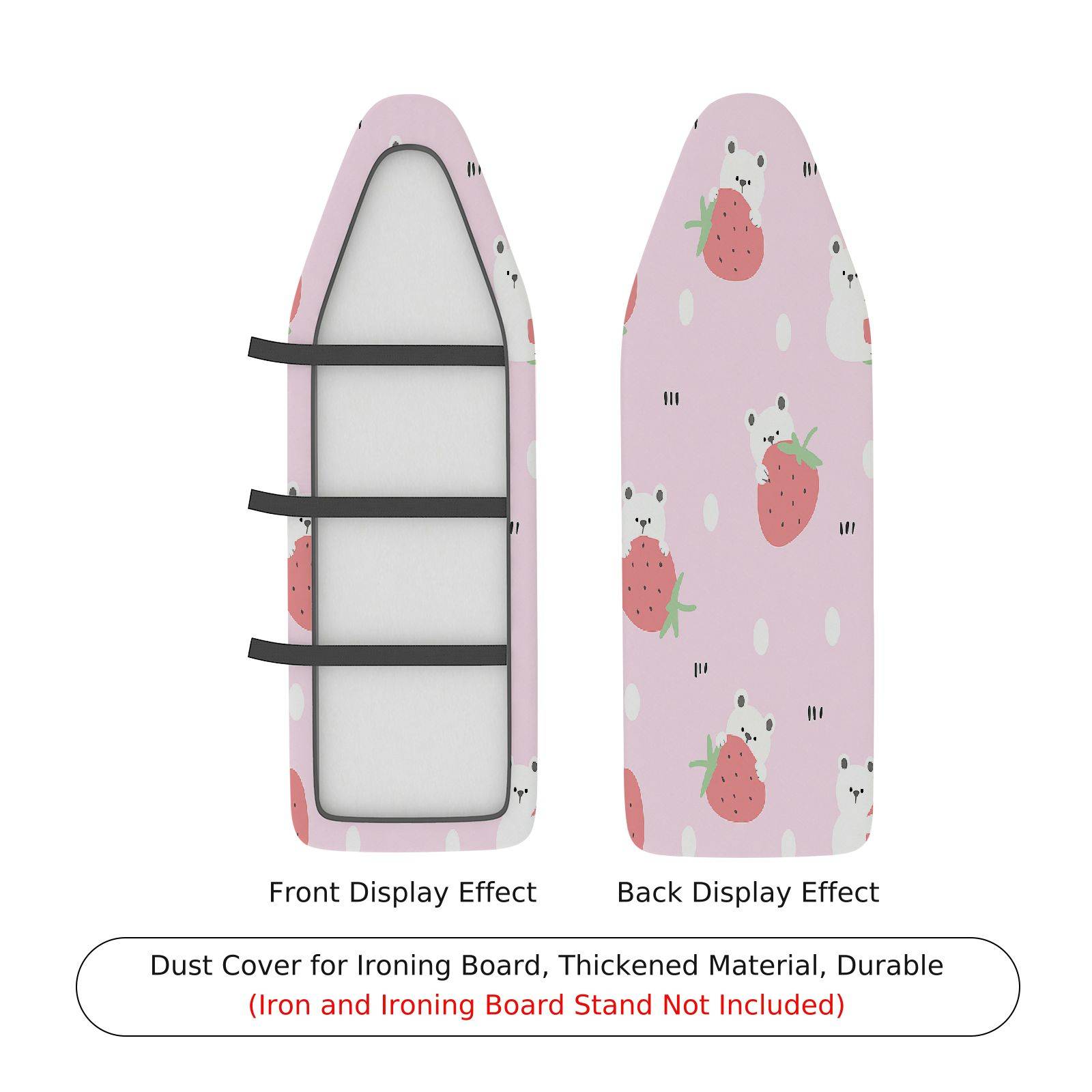 1-Piece Pink Strawberry Bear  Ironing Board Cover, Universal Size, Without Board
